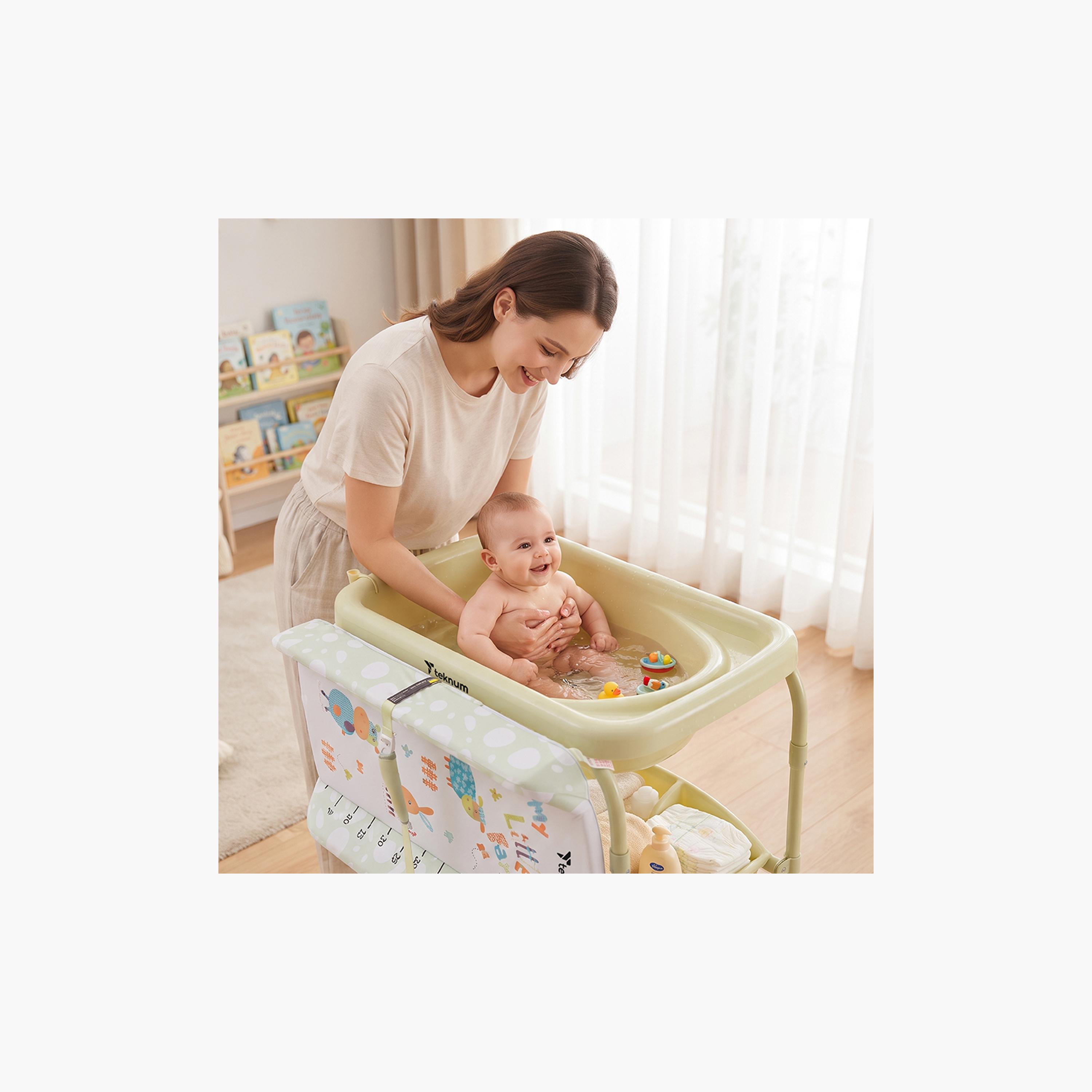 طاولة استحمام وتغيير 2 في 1 مع مرتبة وصينية تخزين من تكنوم-baby-bathandcare-changingtables-image-5