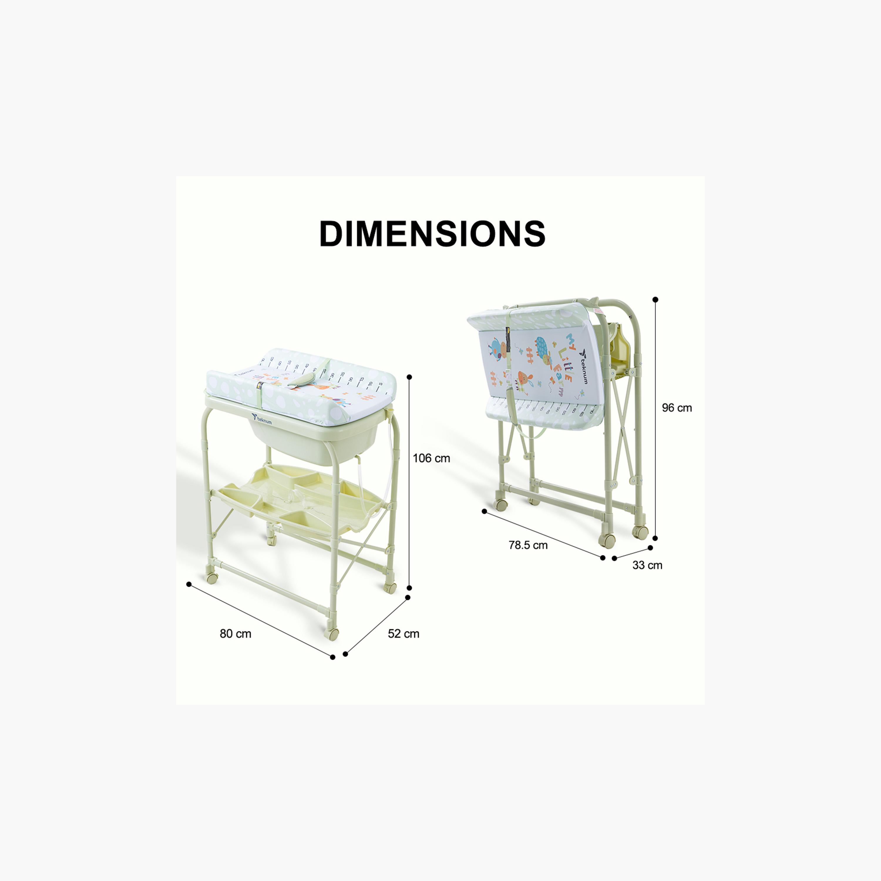 طاولة استحمام وتغيير 2 في 1 مع مرتبة وصينية تخزين من تكنوم-baby-bathandcare-changingtables-image-8