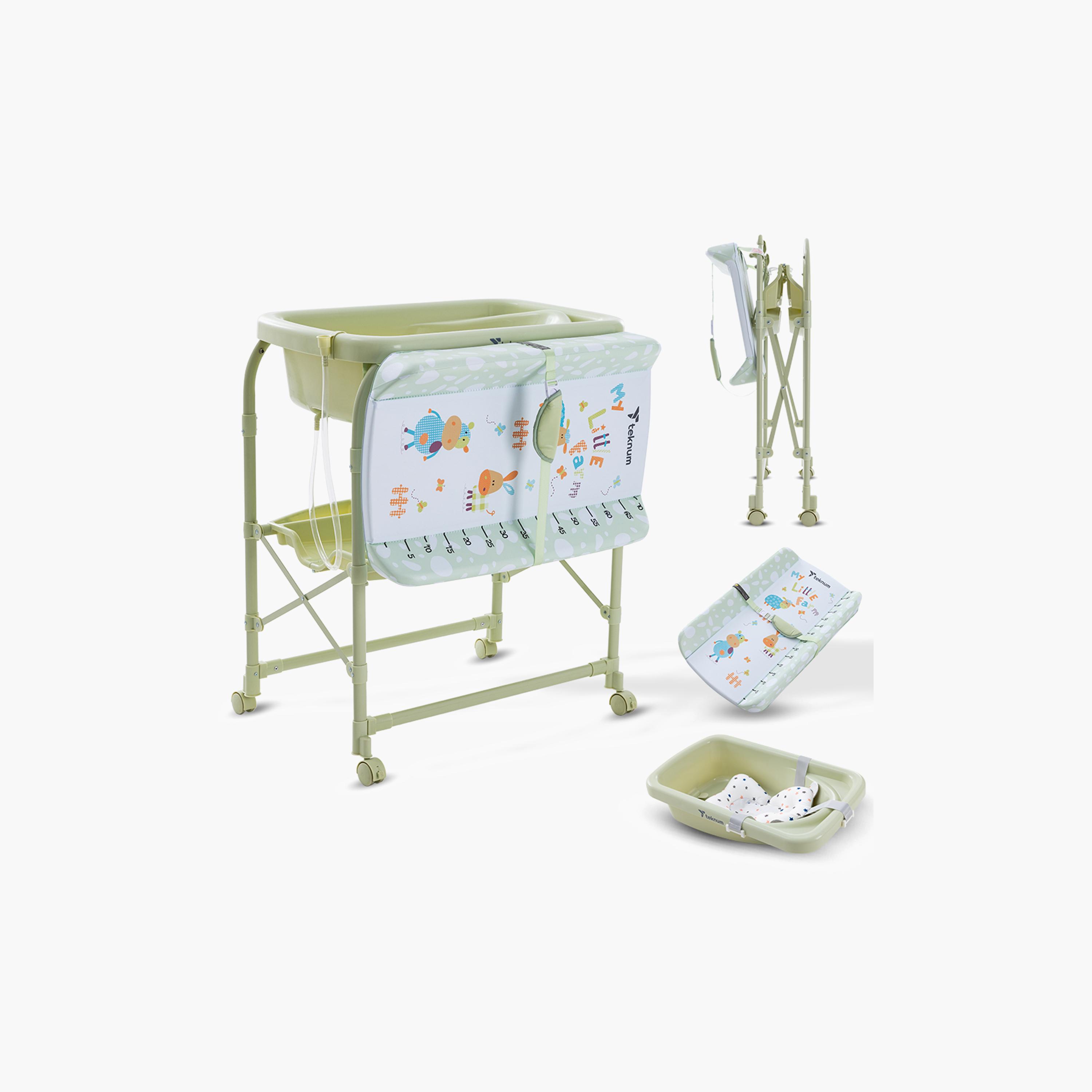 طاولة استحمام وتغيير 2 في 1 مع مرتبة وصينية تخزين من تكنوم-baby-bathandcare-changingtables-image-9
