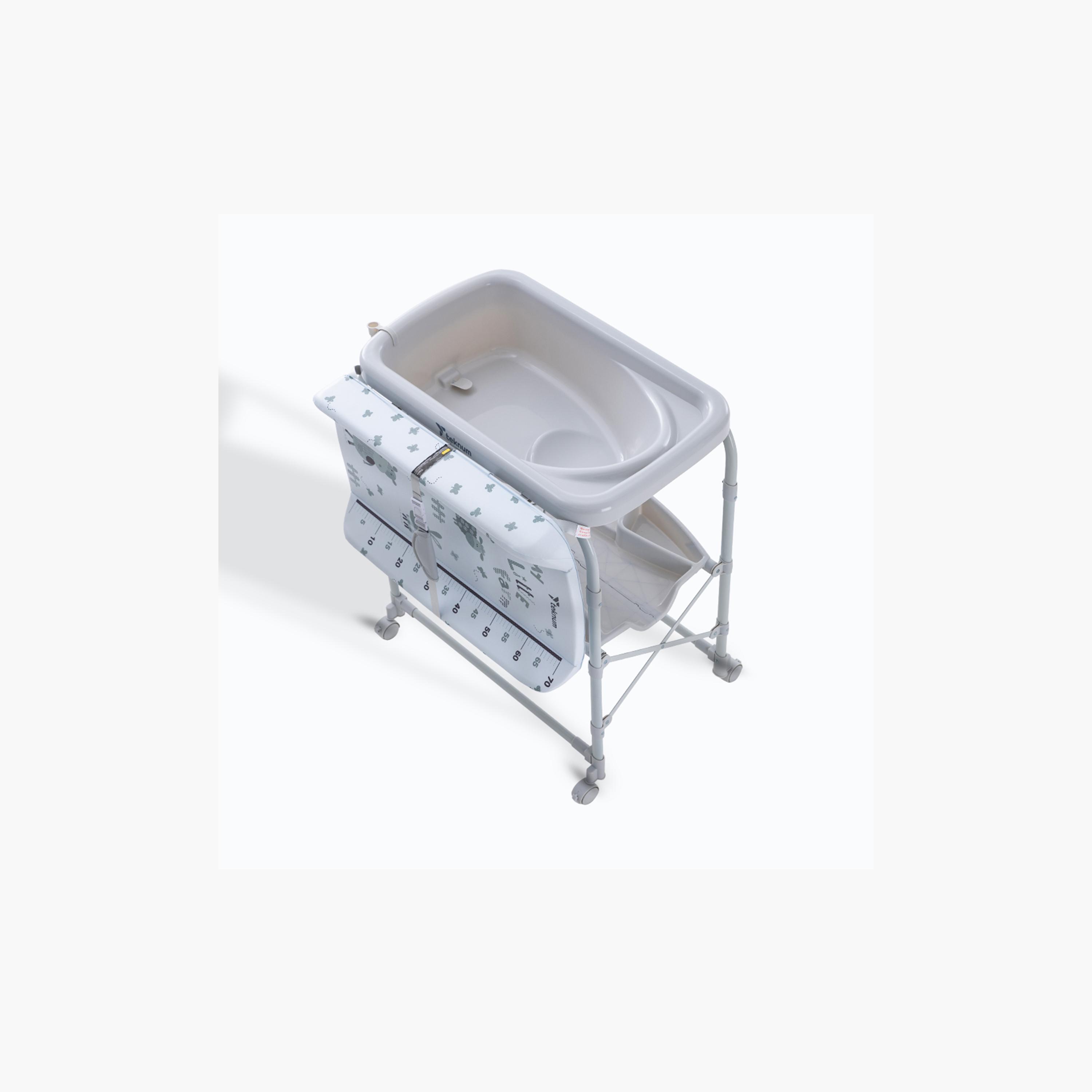 طاولة استحمام وتغيير 2 في 1 مع مرتبة وصينية تخزين من تكنوم-baby-bathandcare-changingtables-image-13