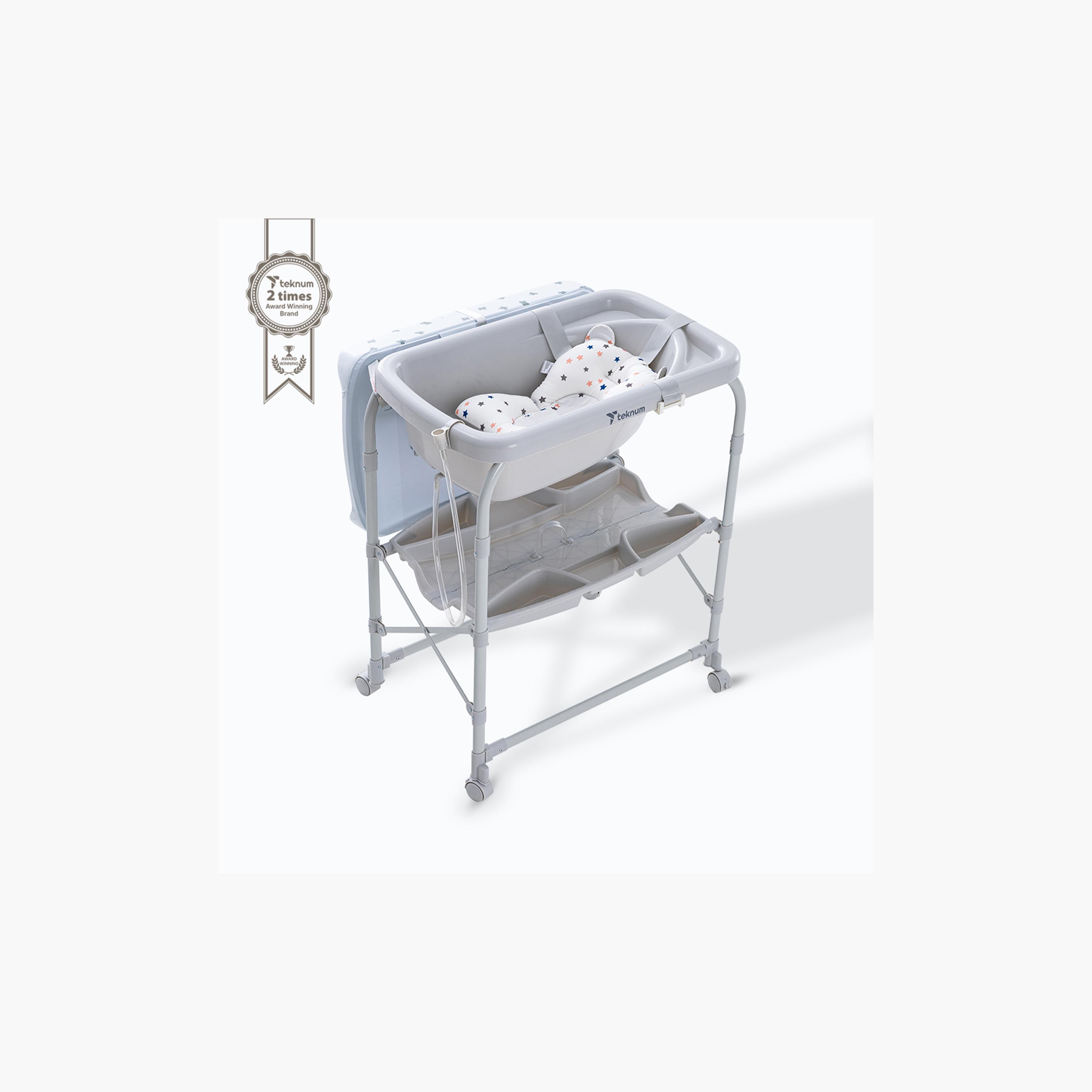 طاولة استحمام وتغيير 2 في 1 مع مرتبة وصينية تخزين من تكنوم-baby-bathandcare-changingtables-image-15