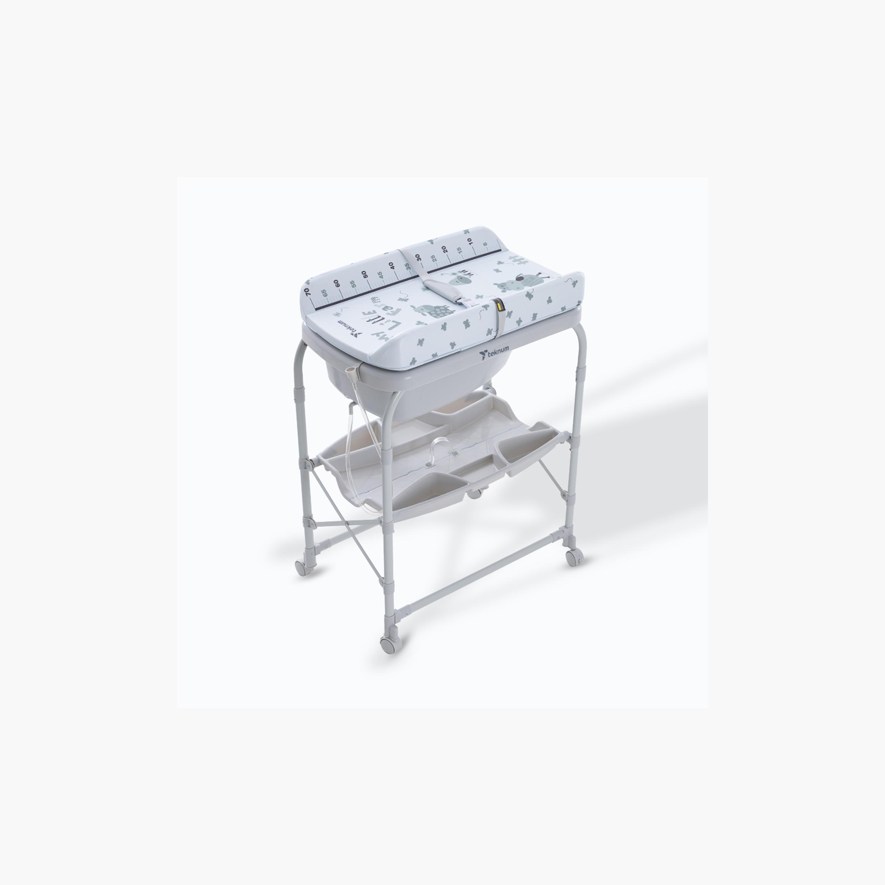 طاولة استحمام وتغيير 2 في 1 مع مرتبة وصينية تخزين من تكنوم-baby-bathandcare-changingtables-image-16