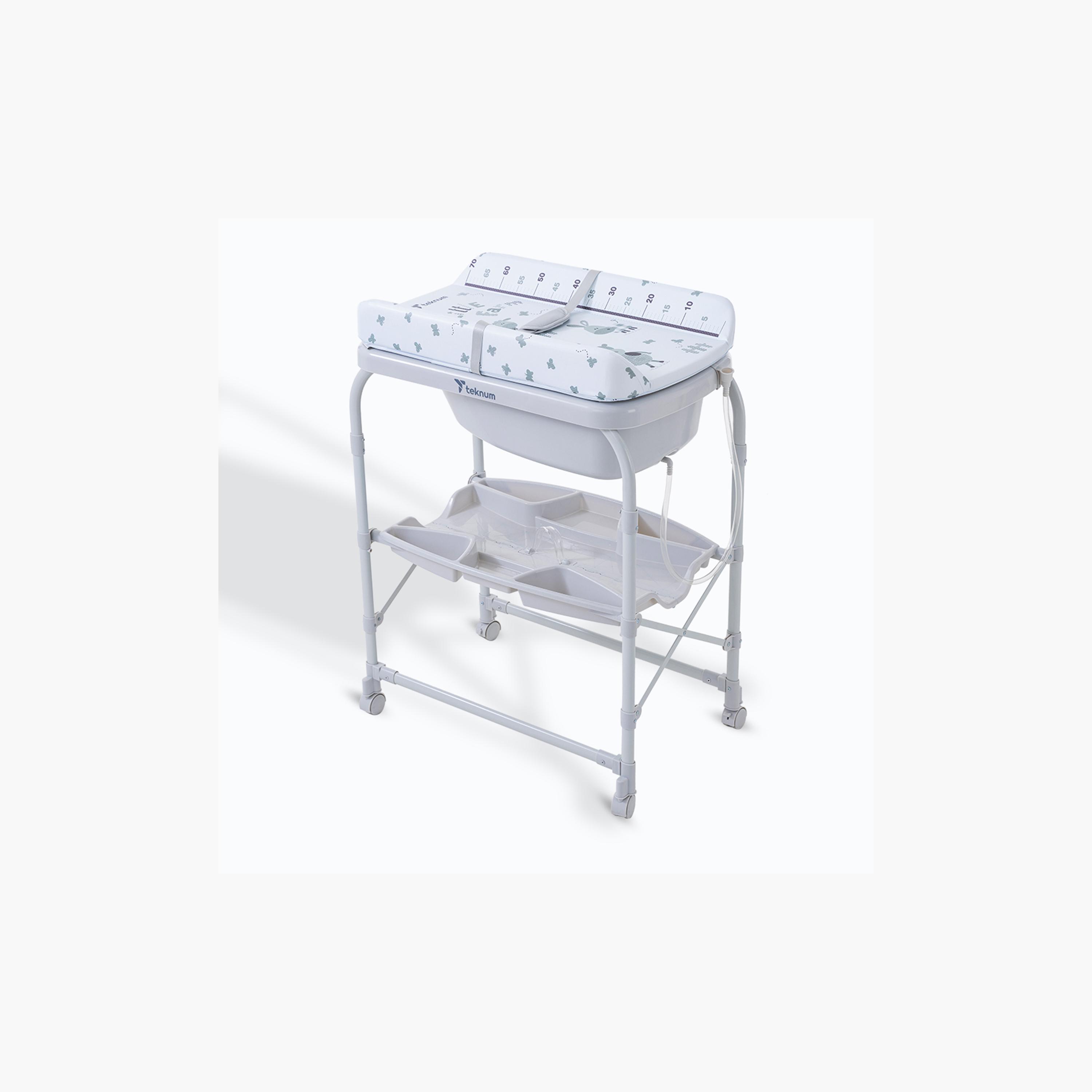 طاولة استحمام وتغيير 2 في 1 مع مرتبة وصينية تخزين من تكنوم-baby-bathandcare-changingtables-image-4
