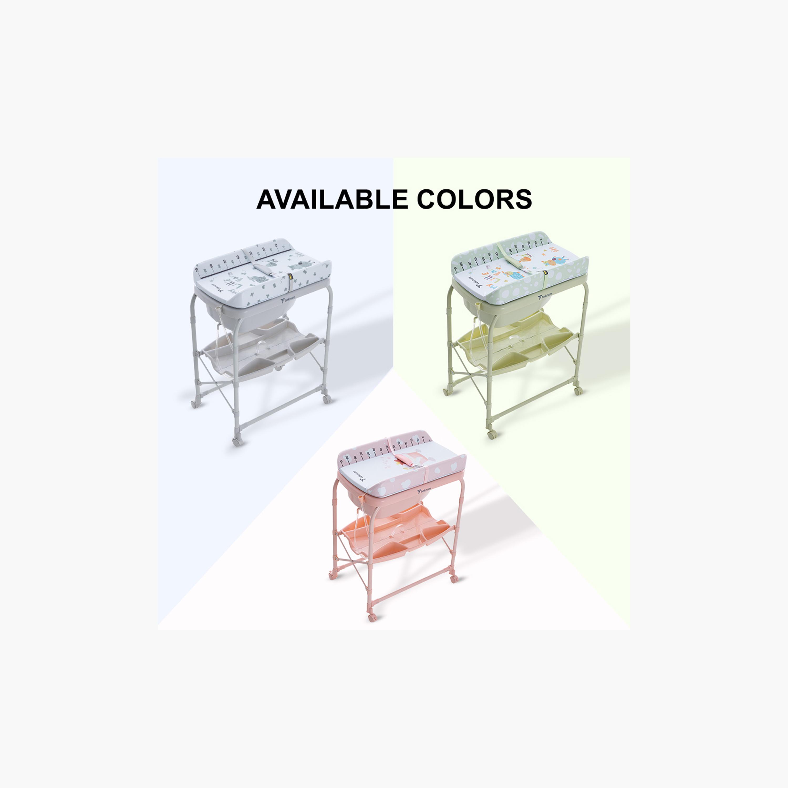 طاولة استحمام وتغيير 2 في 1 مع مرتبة وصينية تخزين من تكنوم-baby-bathandcare-changingtables-image-7