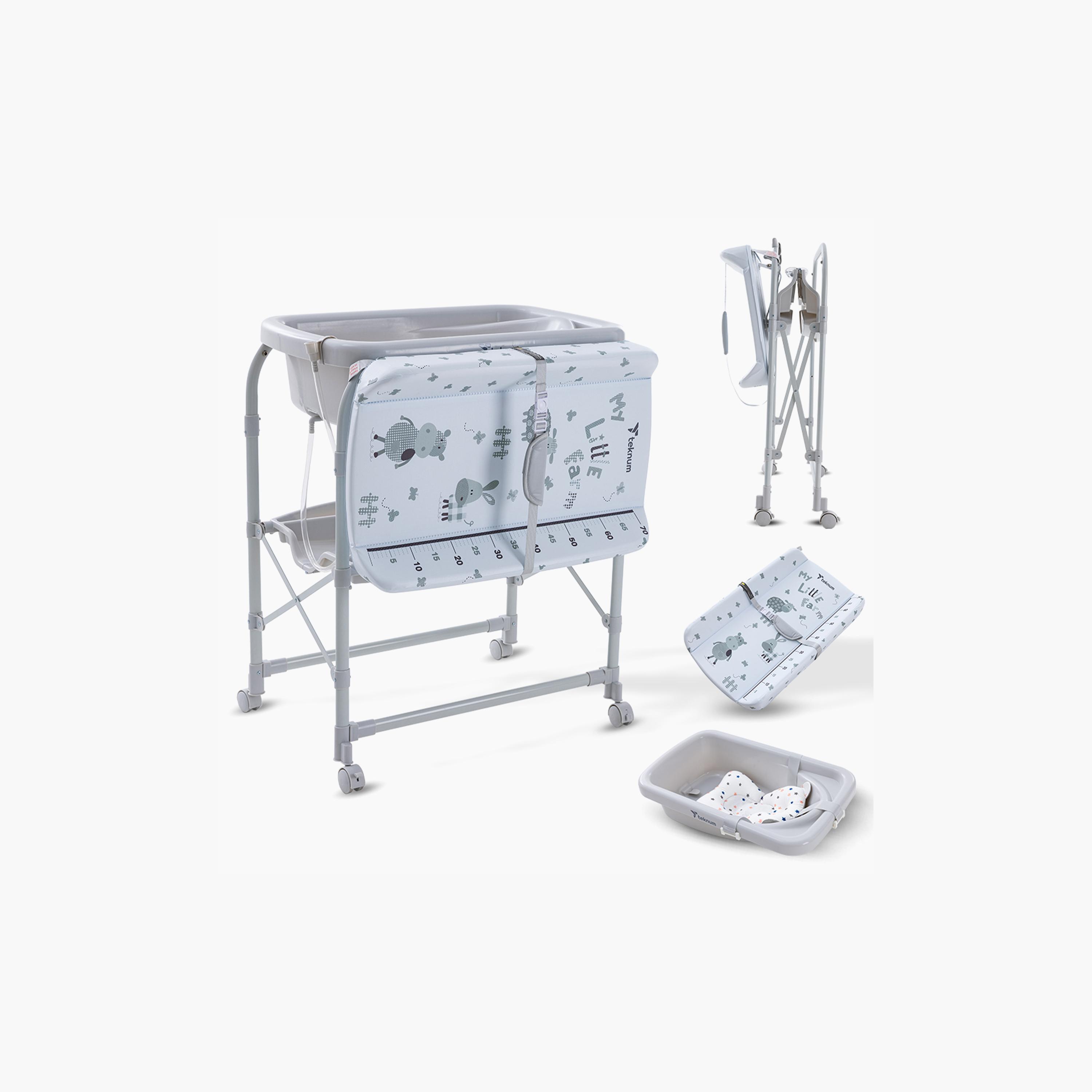 طاولة استحمام وتغيير 2 في 1 مع مرتبة وصينية تخزين من تكنوم-baby-bathandcare-changingtables-image-9