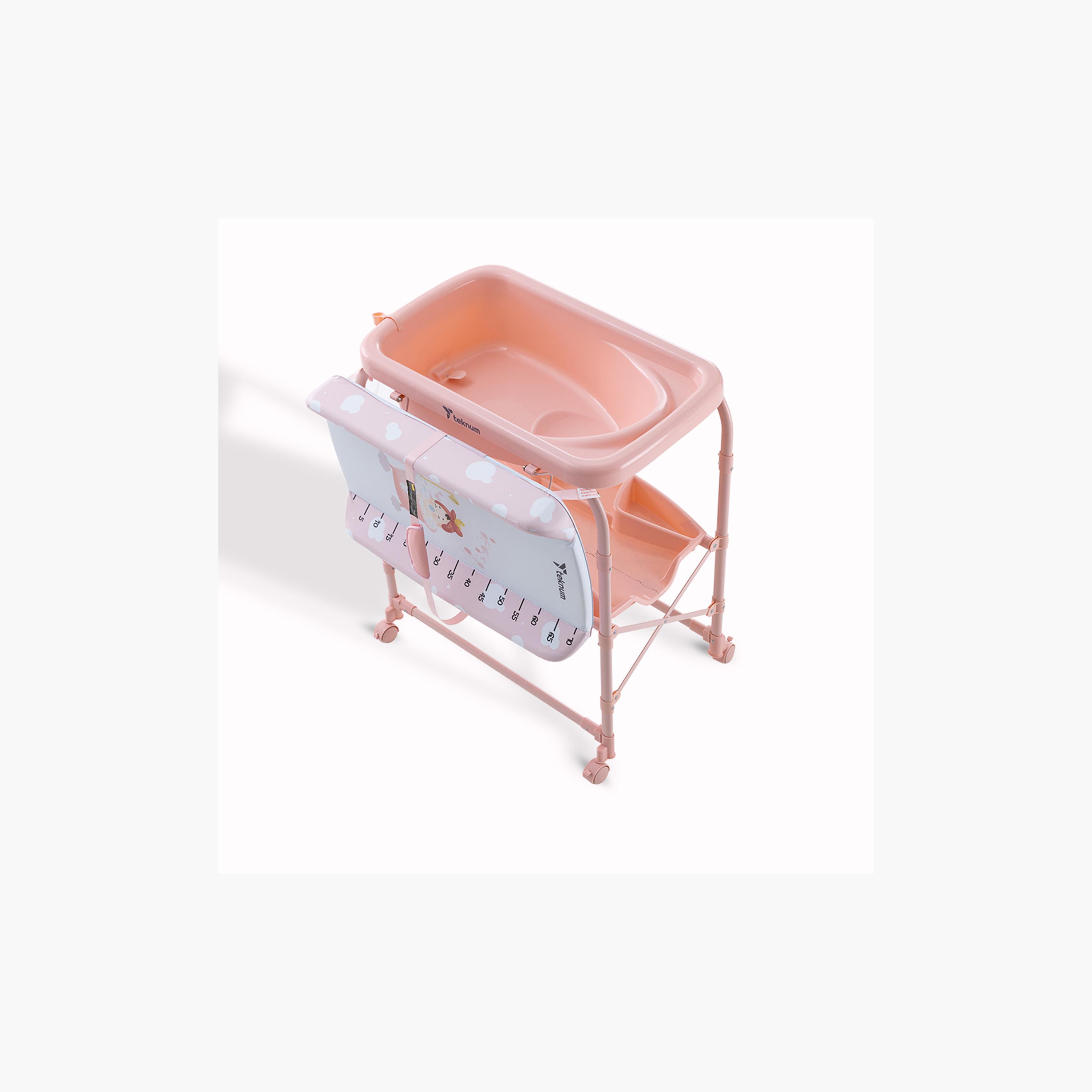 طاولة استحمام وتغيير 2 في 1 مع مرتبة وصينية تخزين من تكنوم-baby-bathandcare-changingtables-image-13