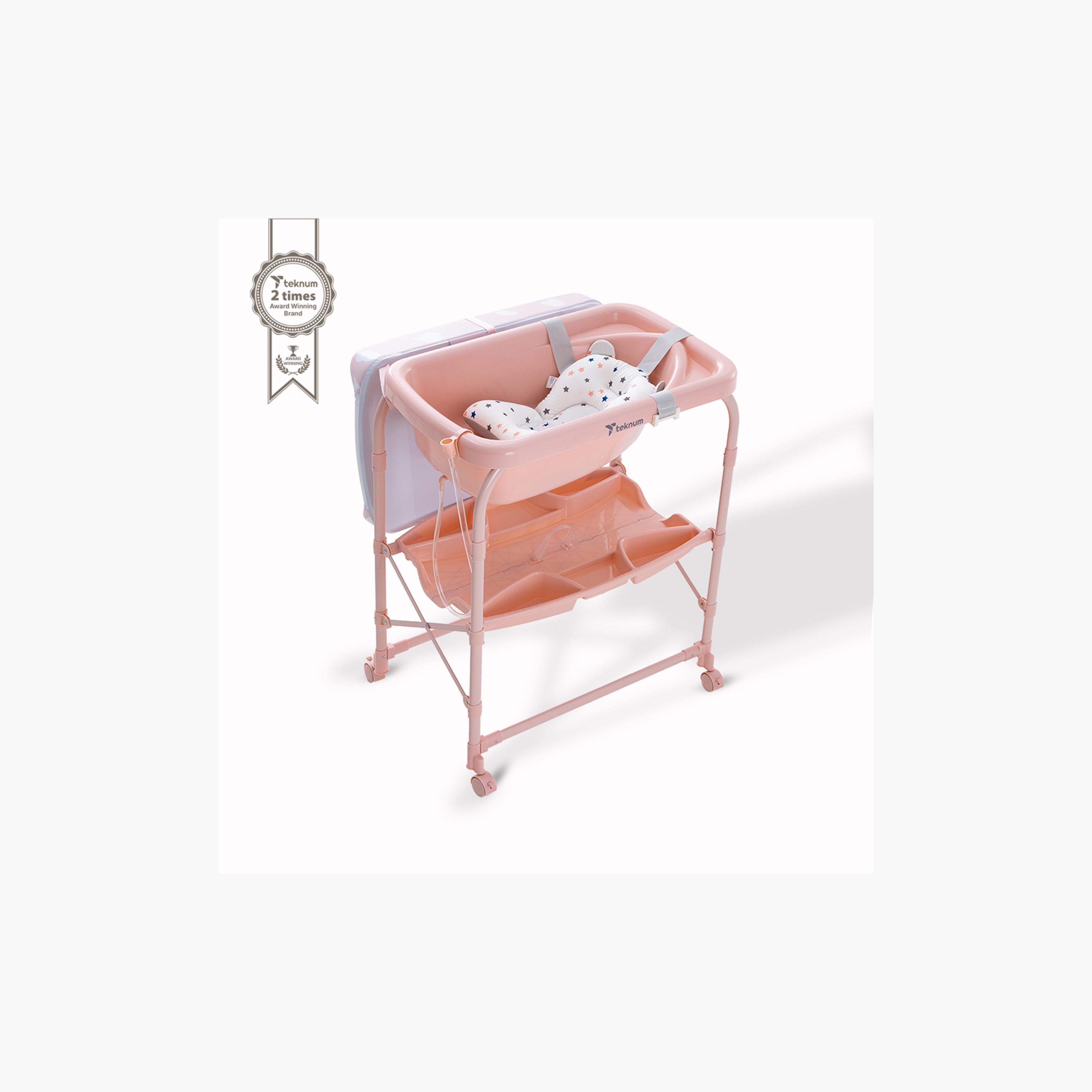 طاولة استحمام وتغيير 2 في 1 مع مرتبة وصينية تخزين من تكنوم-baby-bathandcare-changingtables-image-15