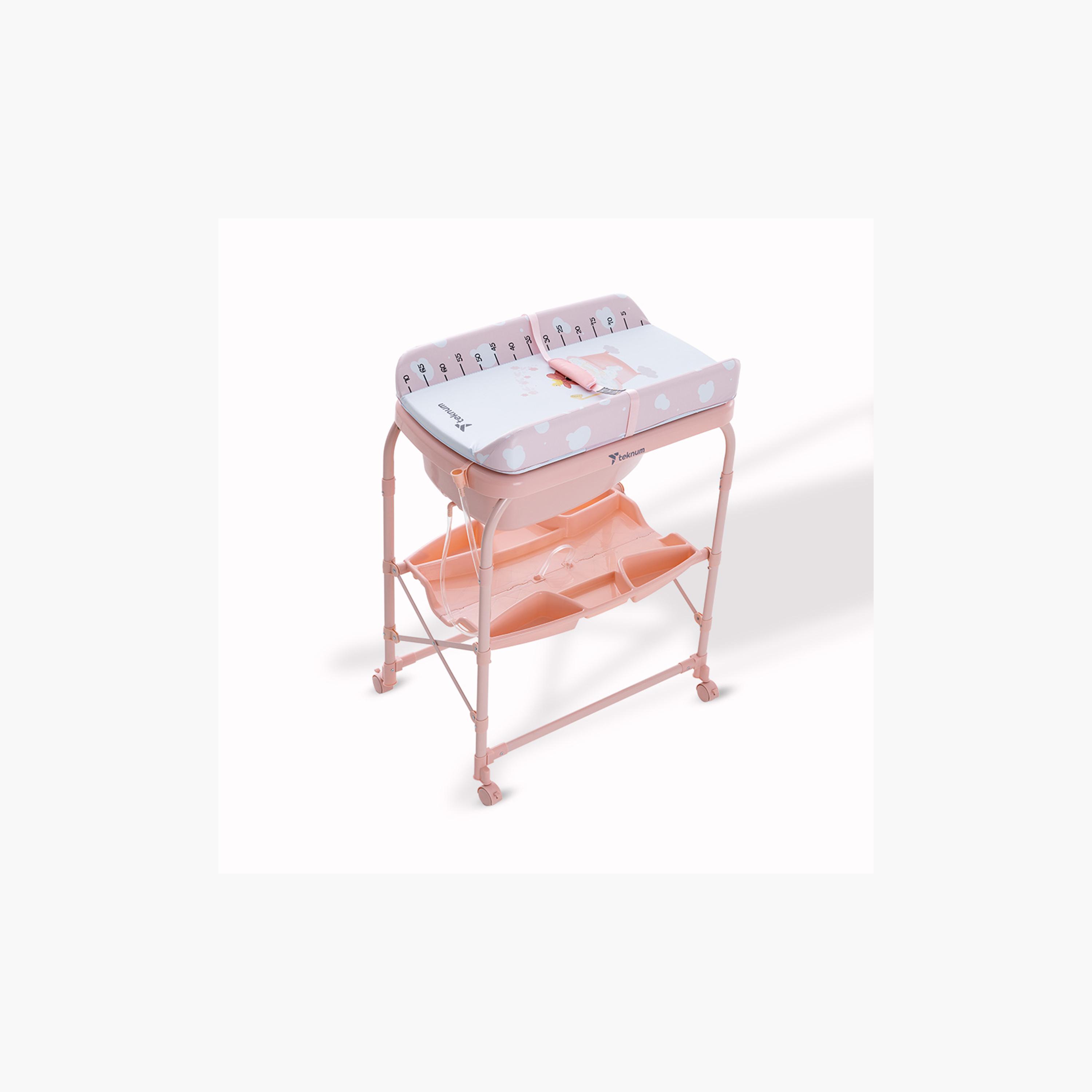 طاولة استحمام وتغيير 2 في 1 مع مرتبة وصينية تخزين من تكنوم-baby-bathandcare-changingtables-image-16