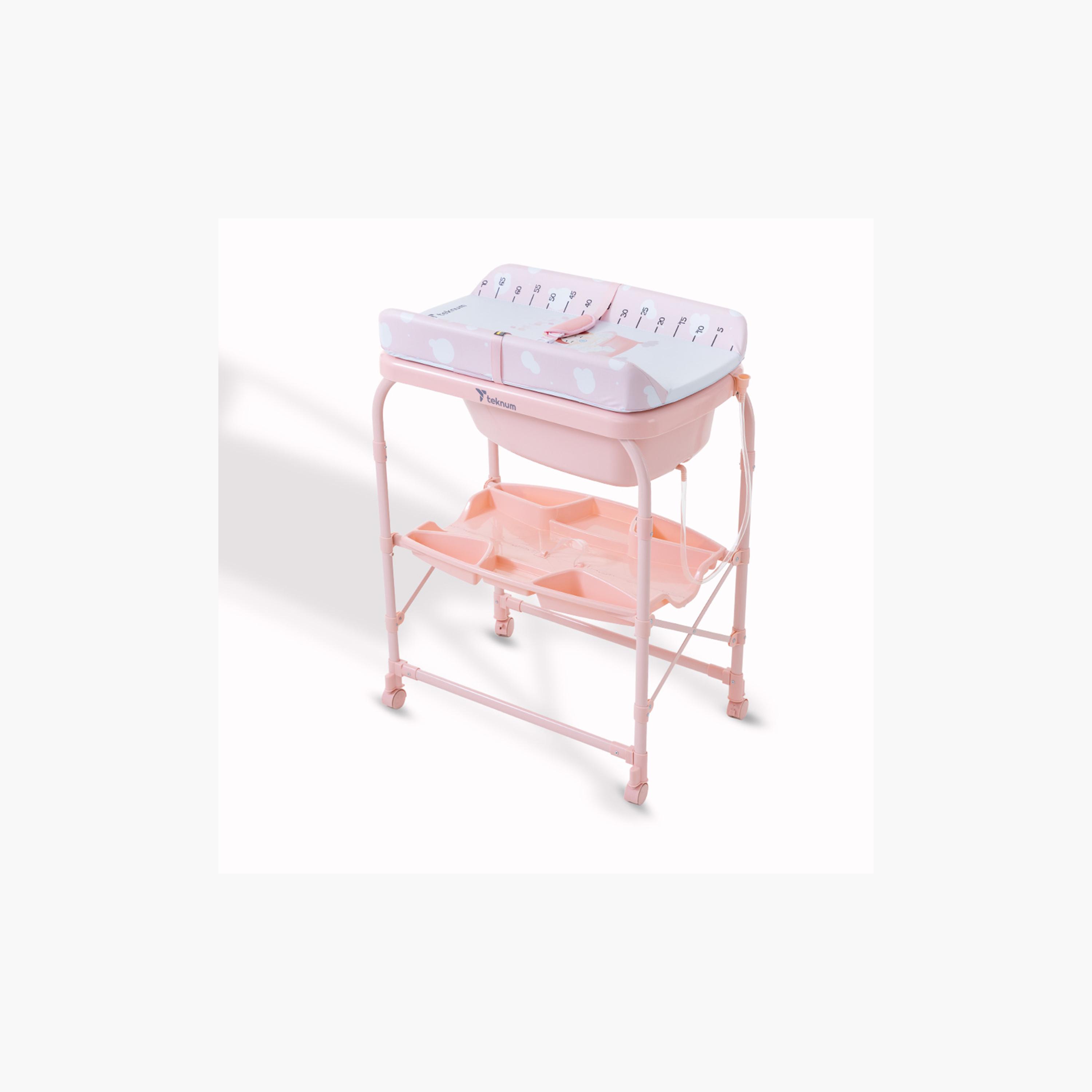 طاولة استحمام وتغيير 2 في 1 مع مرتبة وصينية تخزين من تكنوم-baby-bathandcare-changingtables-image-3