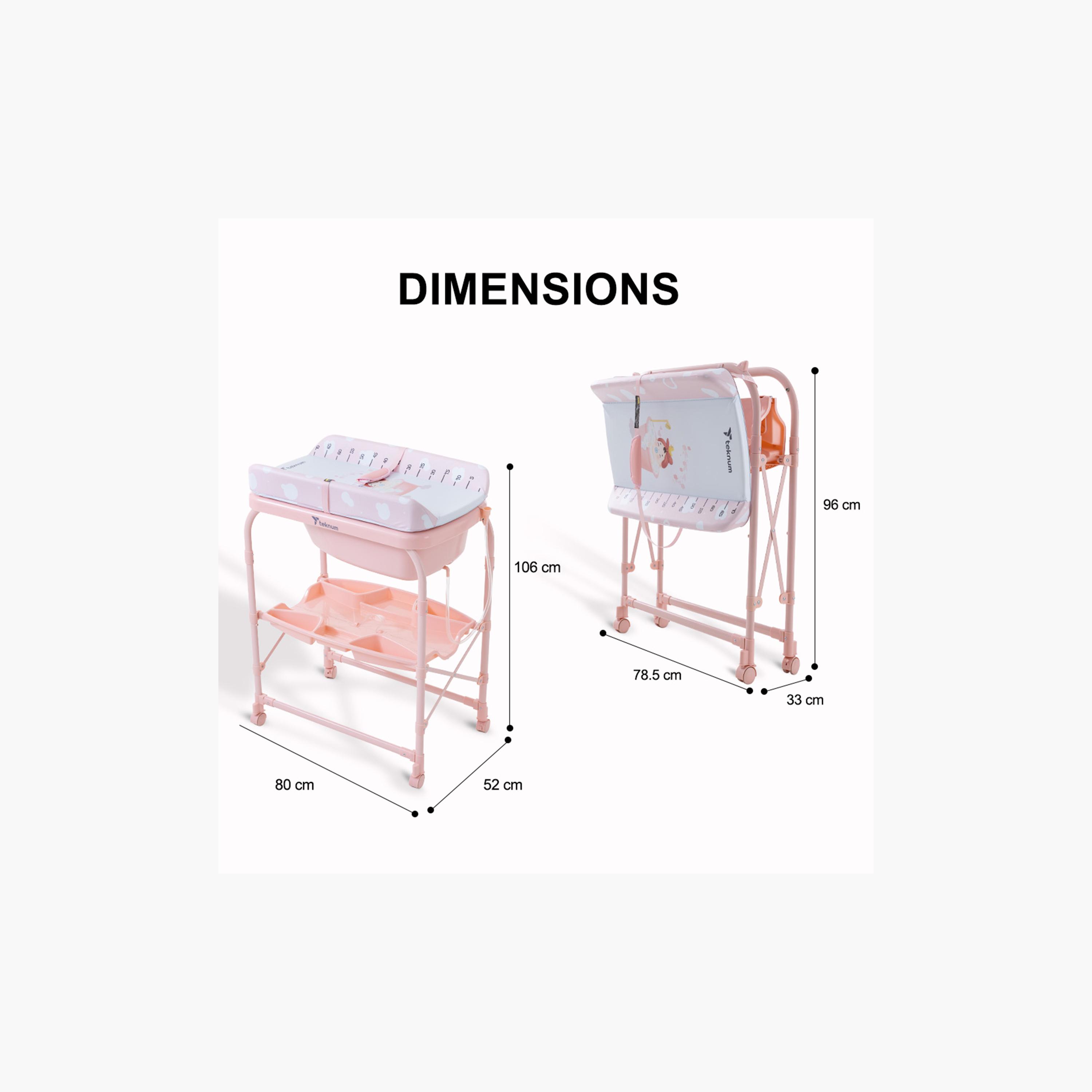 طاولة استحمام وتغيير 2 في 1 مع مرتبة وصينية تخزين من تكنوم-baby-bathandcare-changingtables-image-8