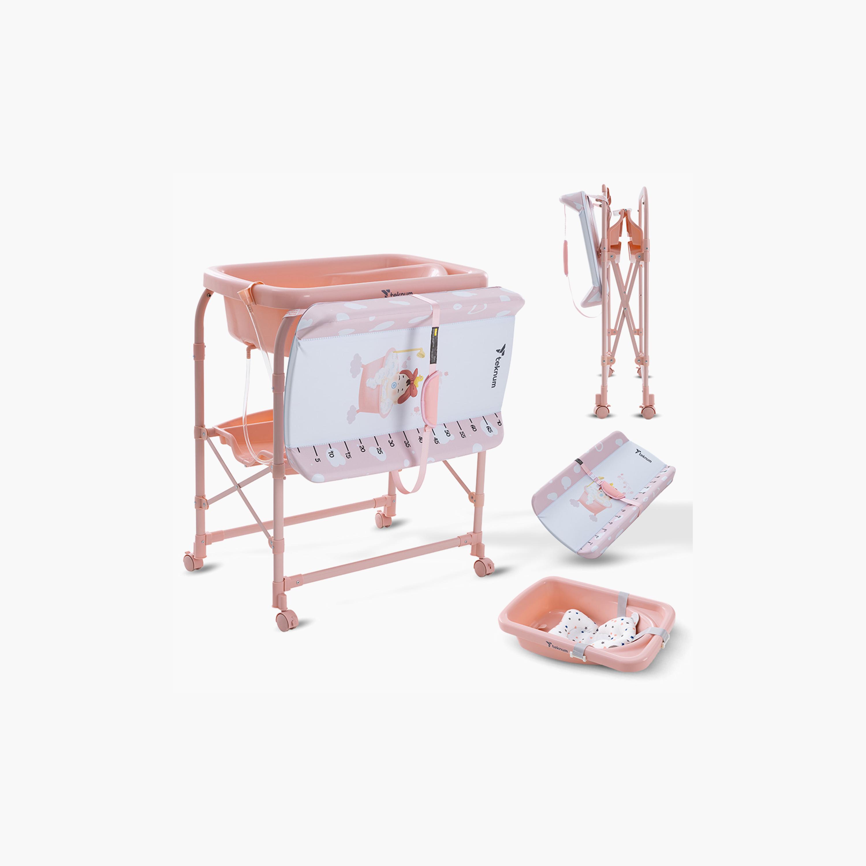 طاولة استحمام وتغيير 2 في 1 مع مرتبة وصينية تخزين من تكنوم-baby-bathandcare-changingtables-image-9