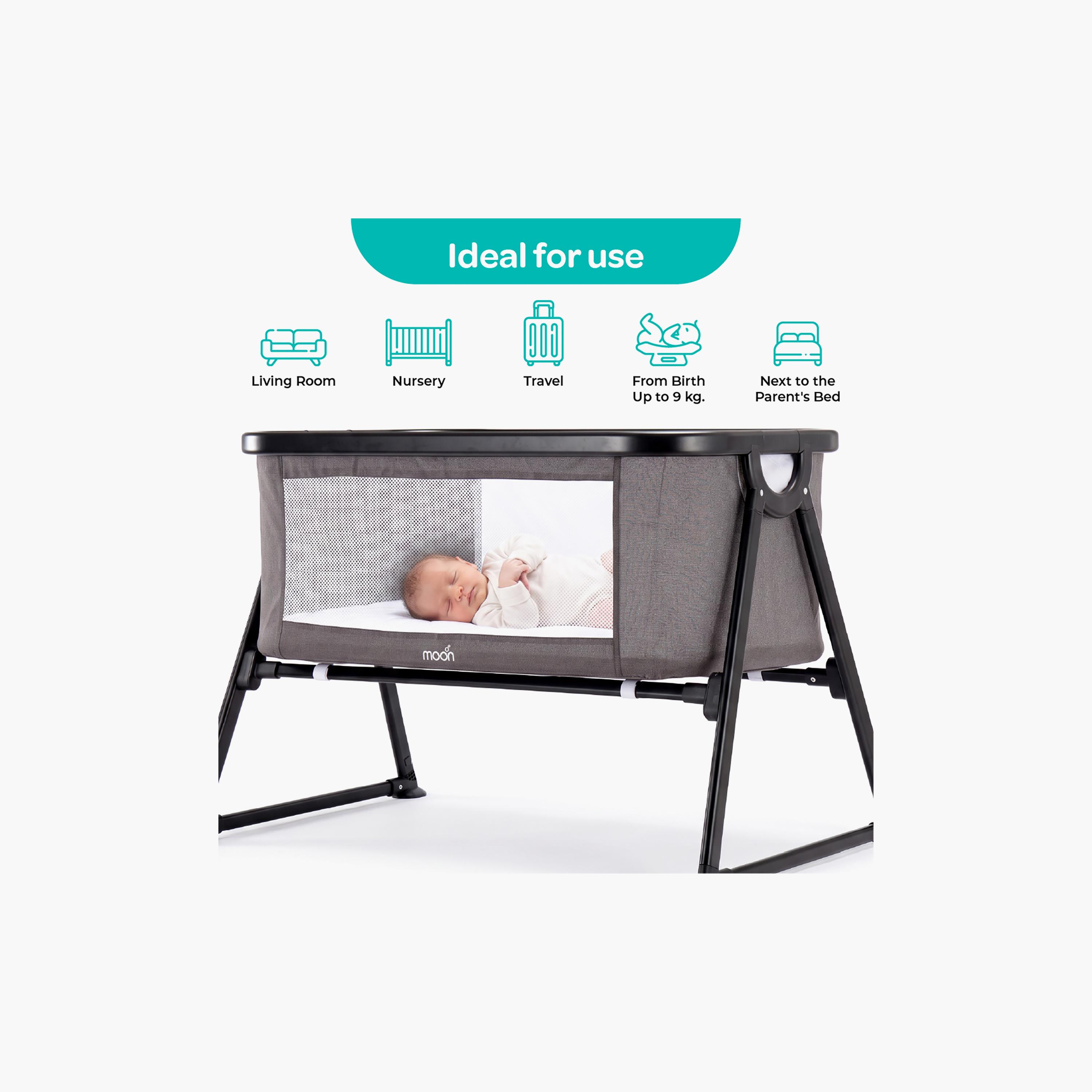 سرير أطفال قابل للطي بهيكل ألومنيوم مع مرتبة مبطنة وحقيبة حمل من مون سيرين-baby-nursery-furniture-cribsandbeds-babycribs-image-3