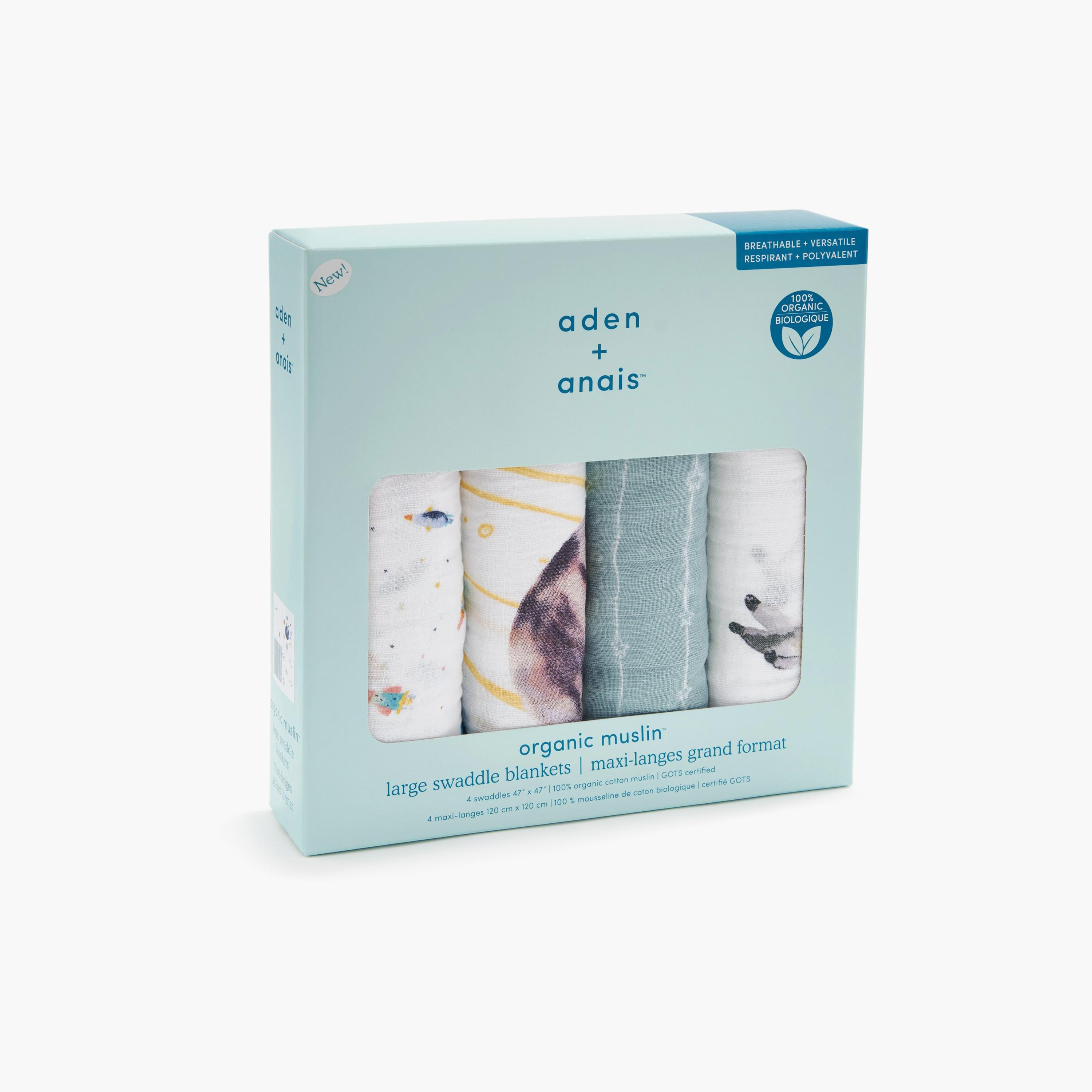 بطانيات قماط كبيرة 4 قطع للأطفال من آدن + آنيه-baby-nursery-blanketsandswaddles-receivingblankets-image-4