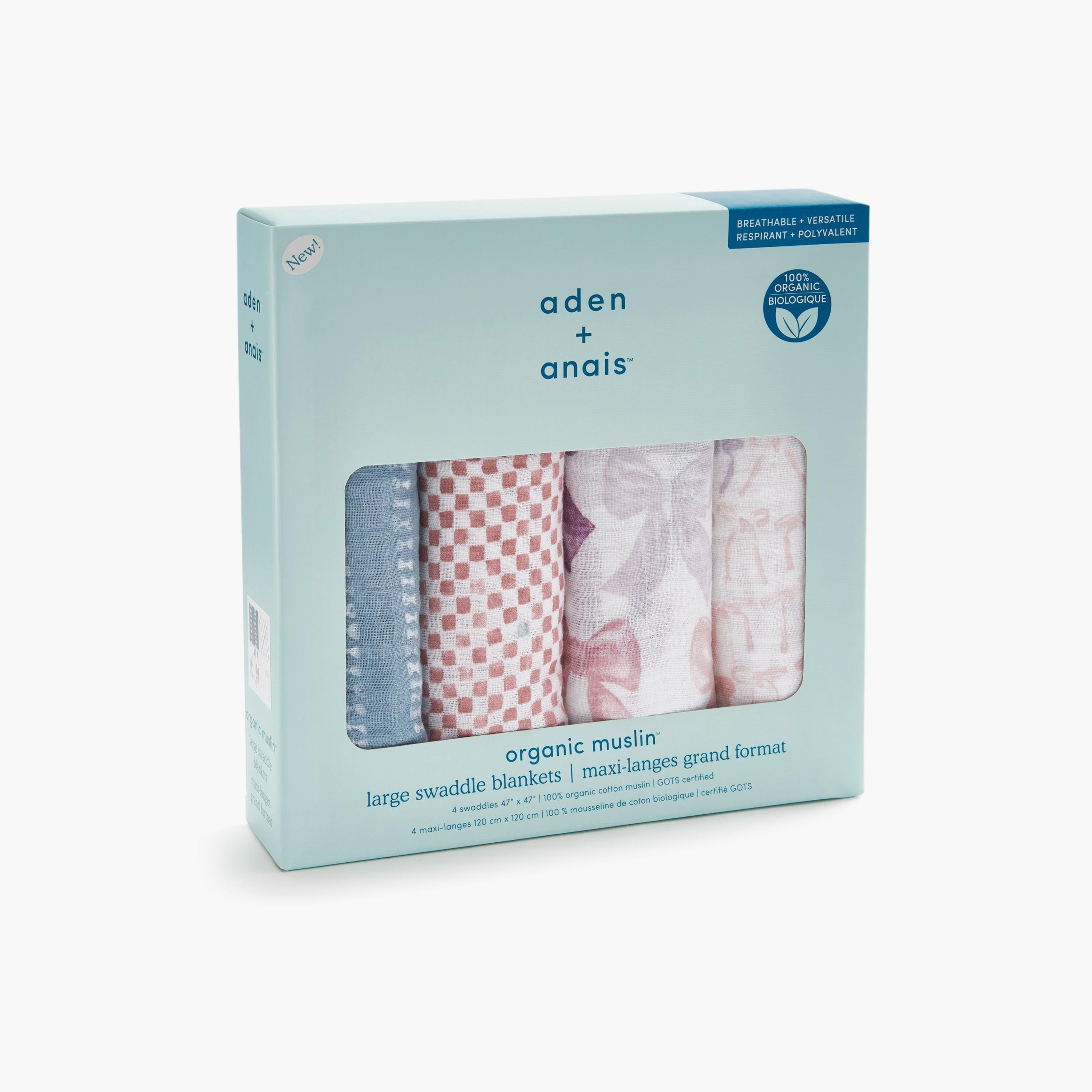 بطانيات قماط كبيرة 4 قطع للأطفال من آدن + آنيه-baby-nursery-blanketsandswaddles-receivingblankets-image-2