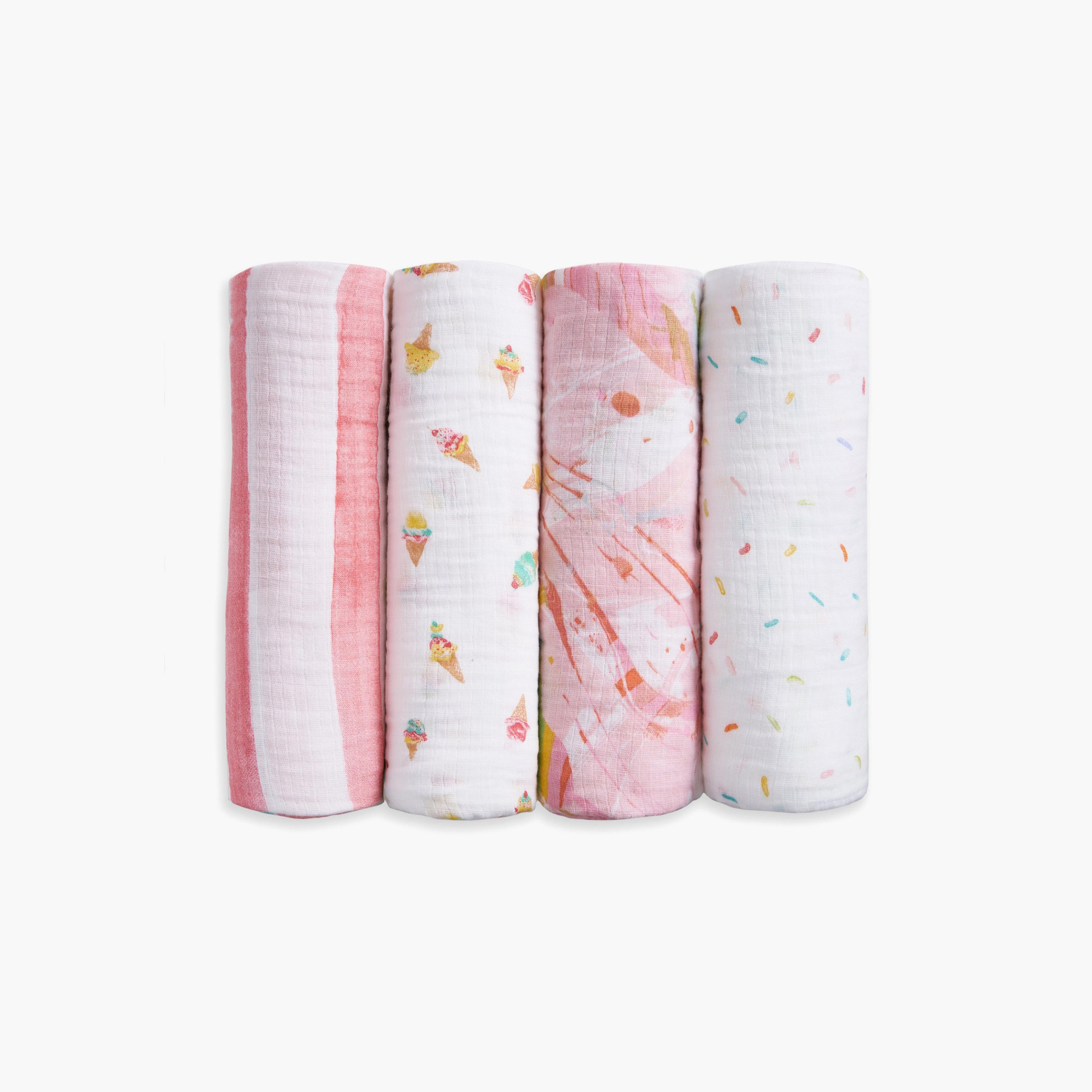 بطانيات قماط كبيرة 4 قطع للأطفال من آدن + آنيه-baby-nursery-blanketsandswaddles-receivingblankets-image-1