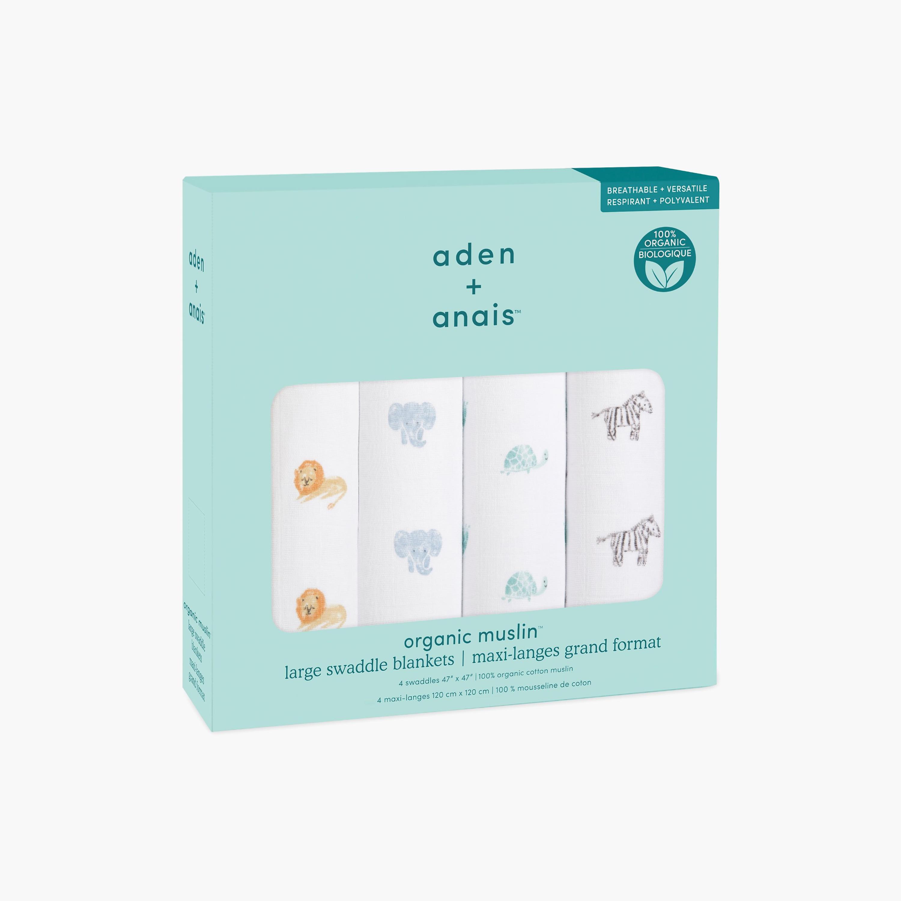 بطانيات قماط كبيرة 4 قطع للأطفال من آدن + آنيه-baby-nursery-blanketsandswaddles-receivingblankets-image-7