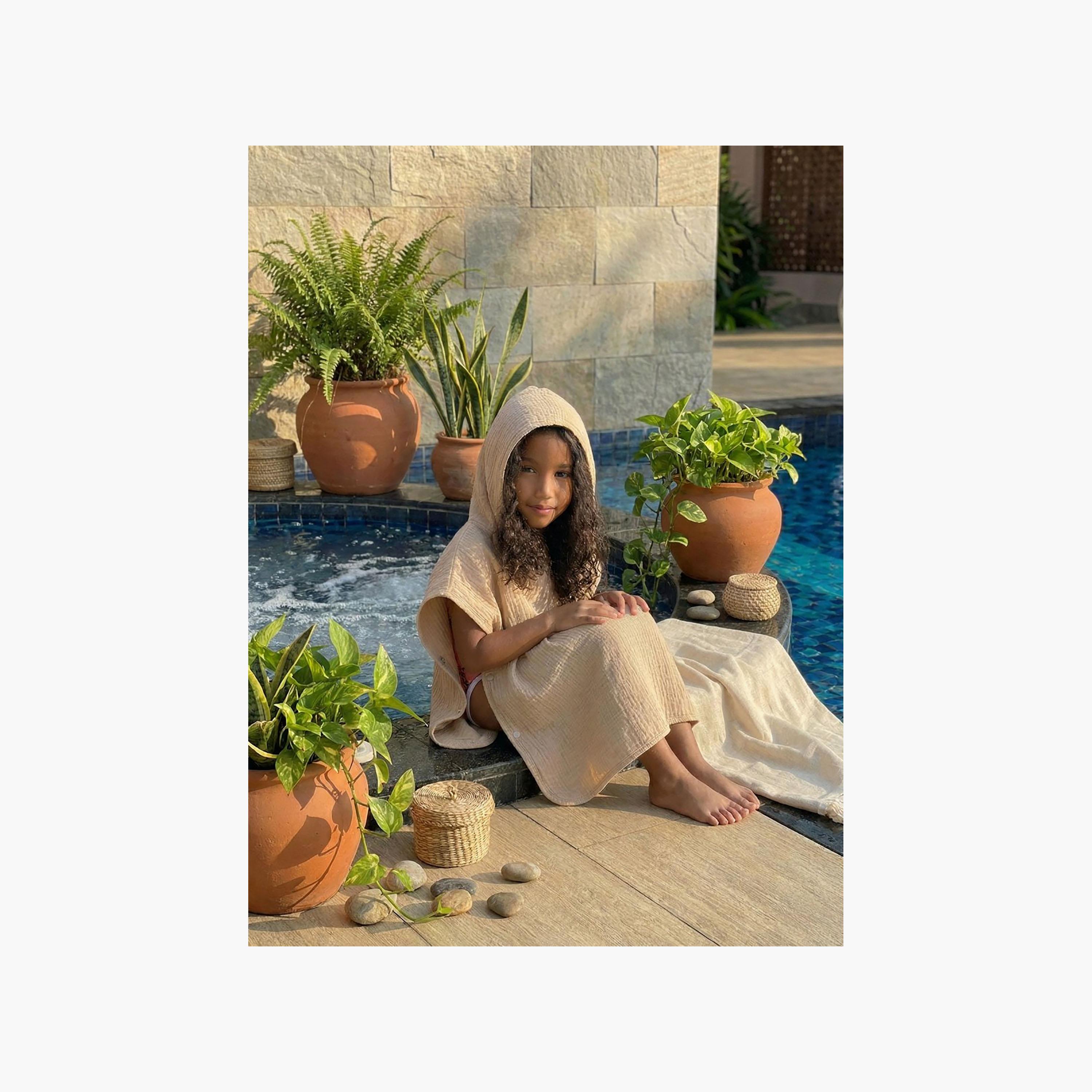 Anvi Baby 4-Layered Organic Muslin Poncho Towel-baby-bathandcare-towels-image-2