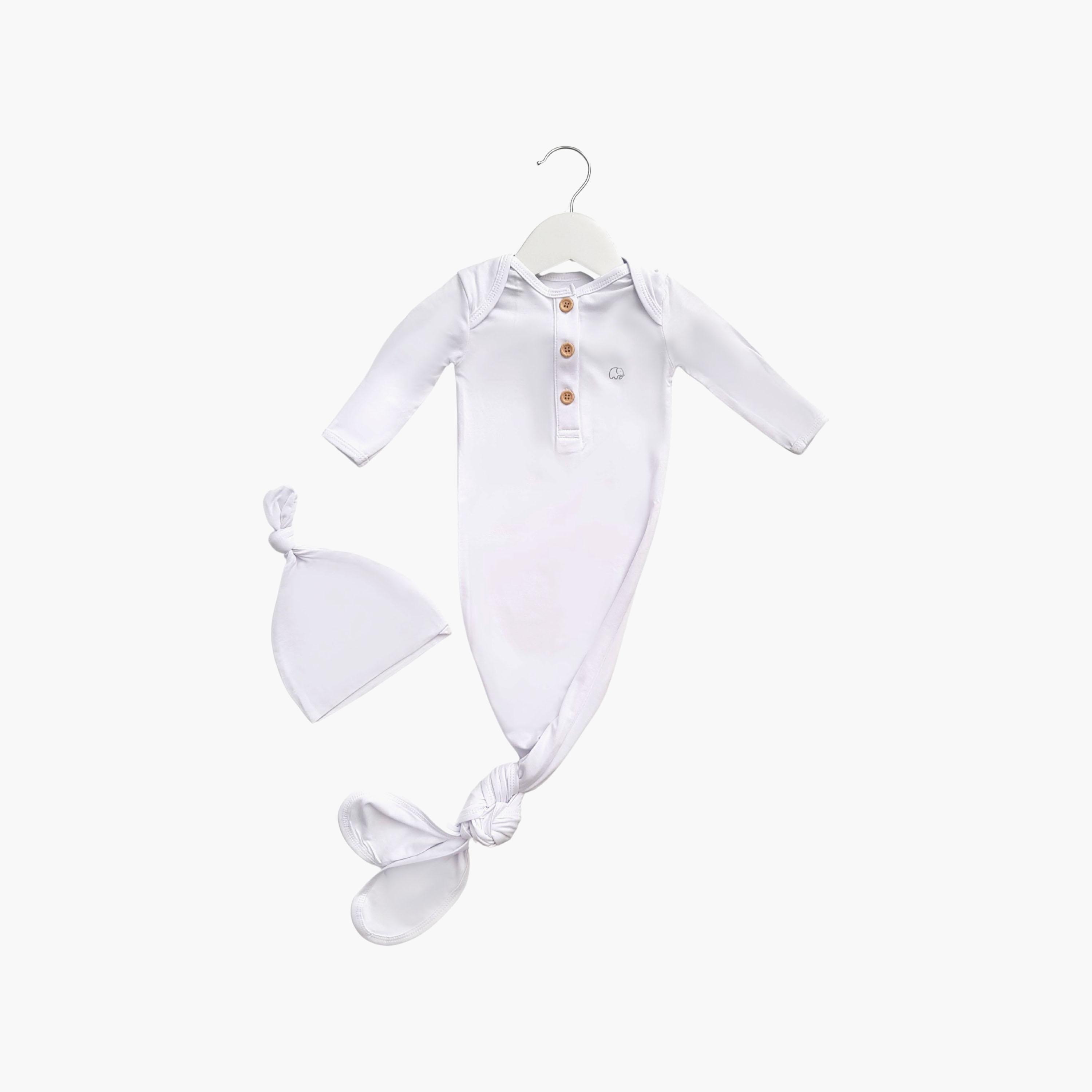 طقم قطعتين ثوب نوم بعقدة وقبعة بيني للأطفال من أنفي بيبي-baby-girls-clothing-nightwear-sleepsuits-image-1