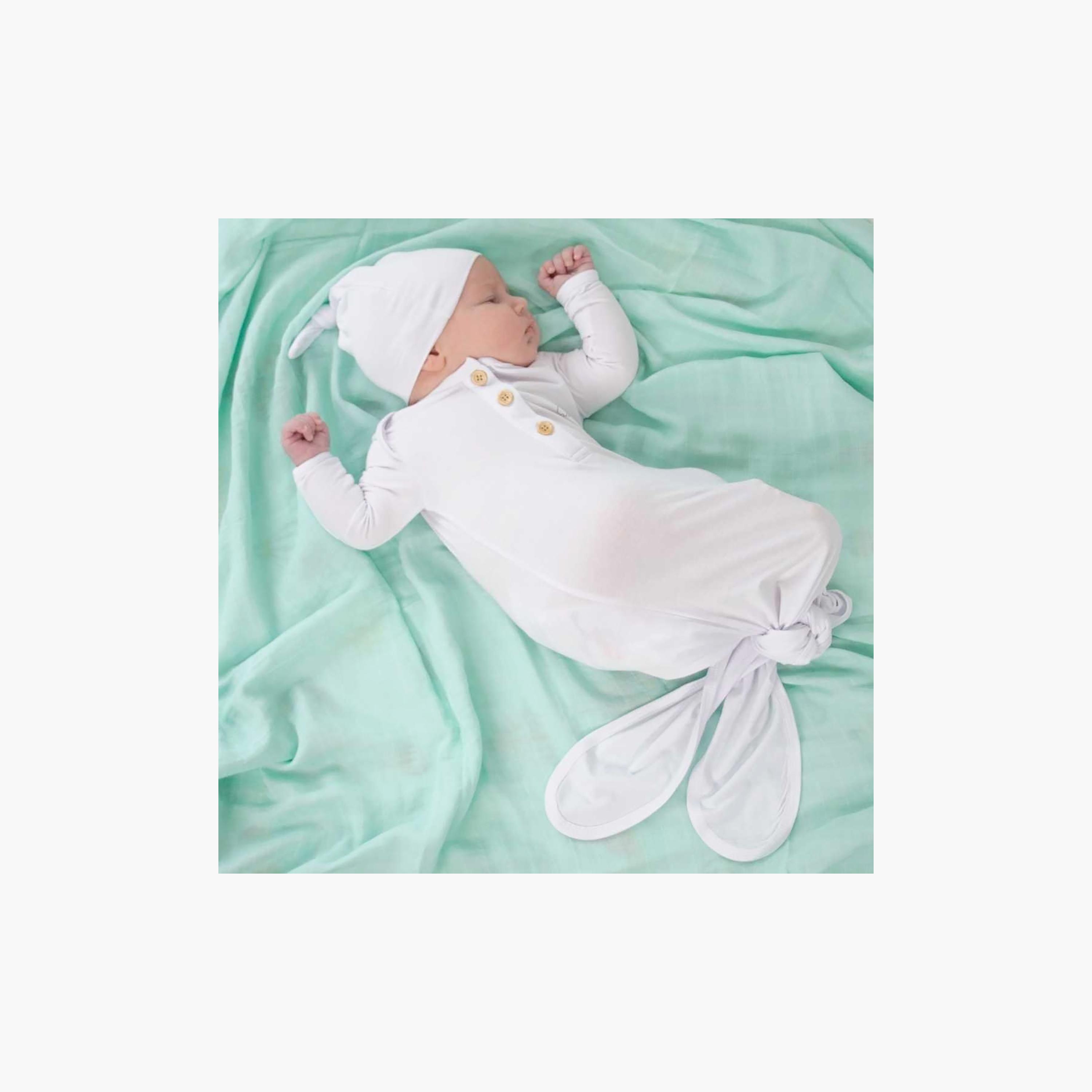 طقم قطعتين ثوب نوم بعقدة وقبعة بيني للأطفال من أنفي بيبي-baby-girls-clothing-nightwear-sleepsuits-image-6