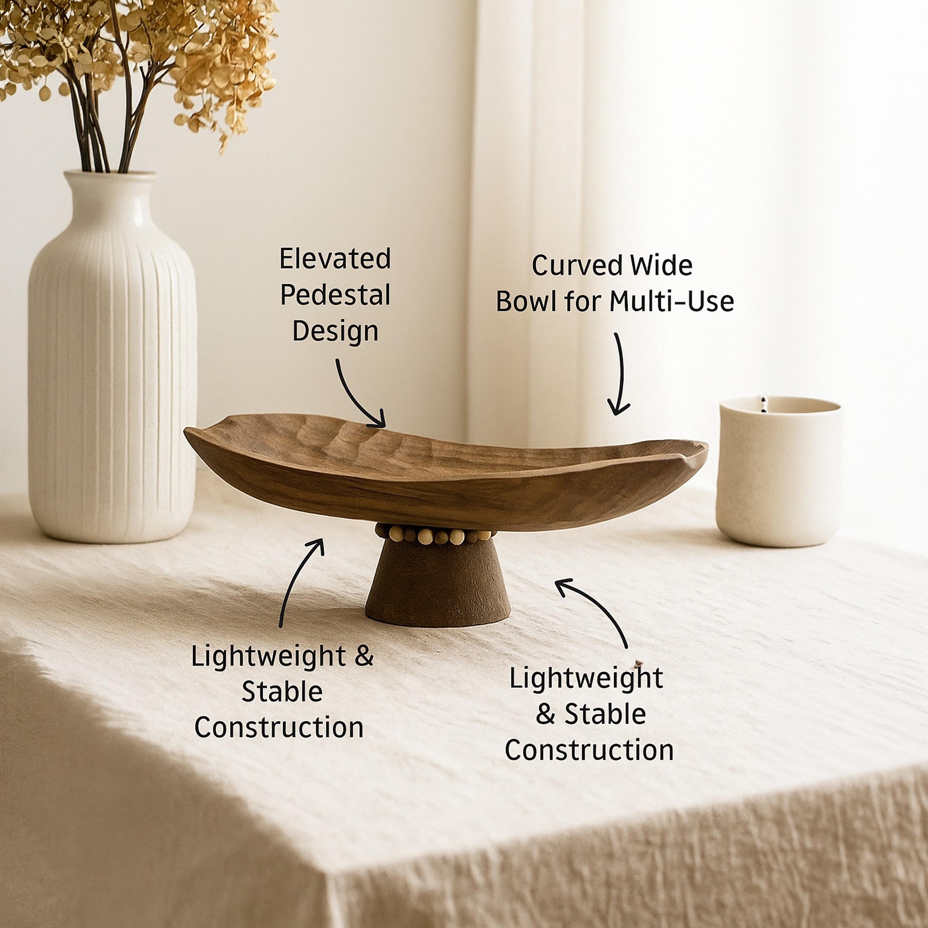 طبق تقديم ديكوري خشبي أسود بقاعدة مرتفعة بتصميم عصري من ماريا هومز-household-decor-boxesandtrays-image-6