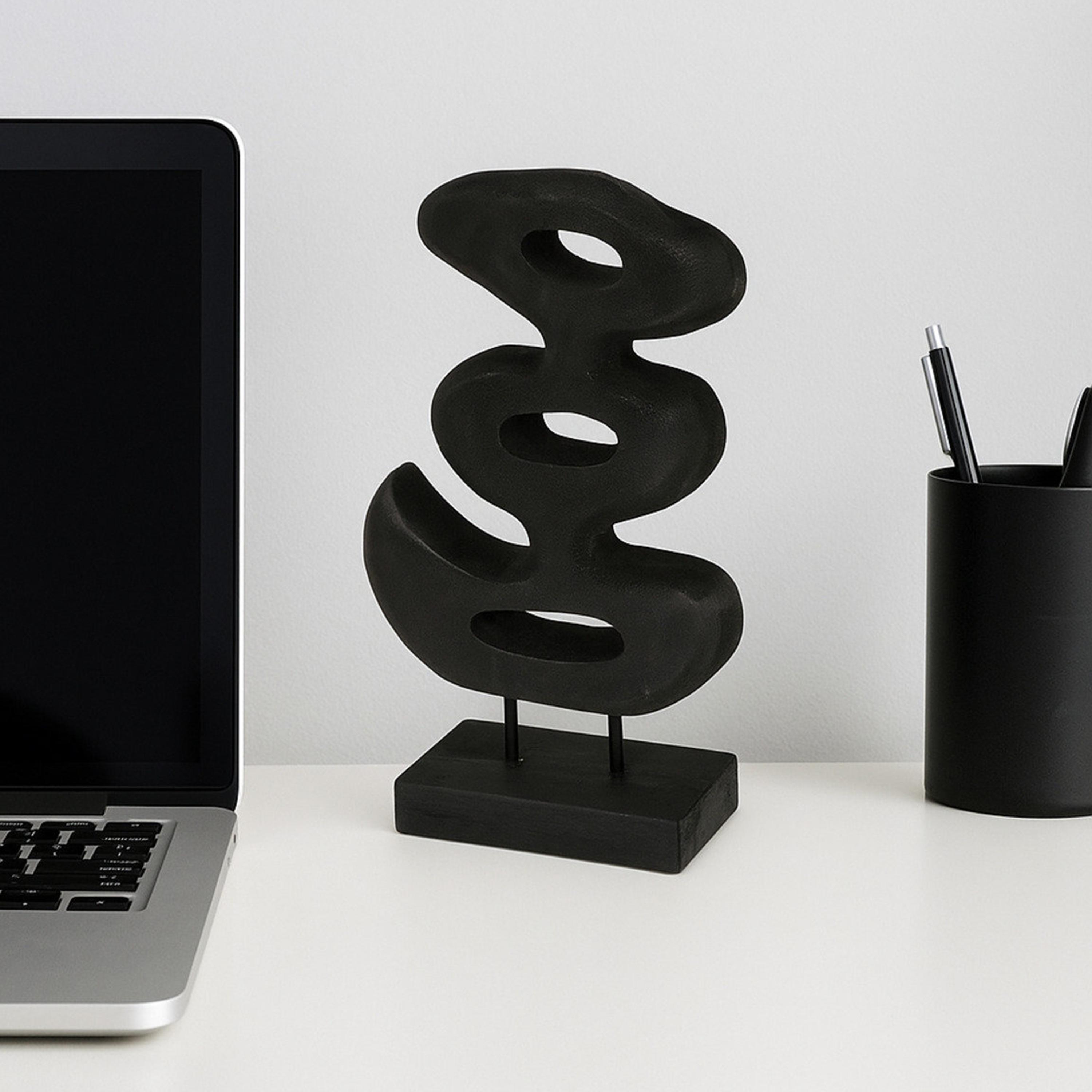 Maria Homes Modern Black Wooden Abstract Sculpture-household-decor-decorativeobjectsandsculptures-image-1