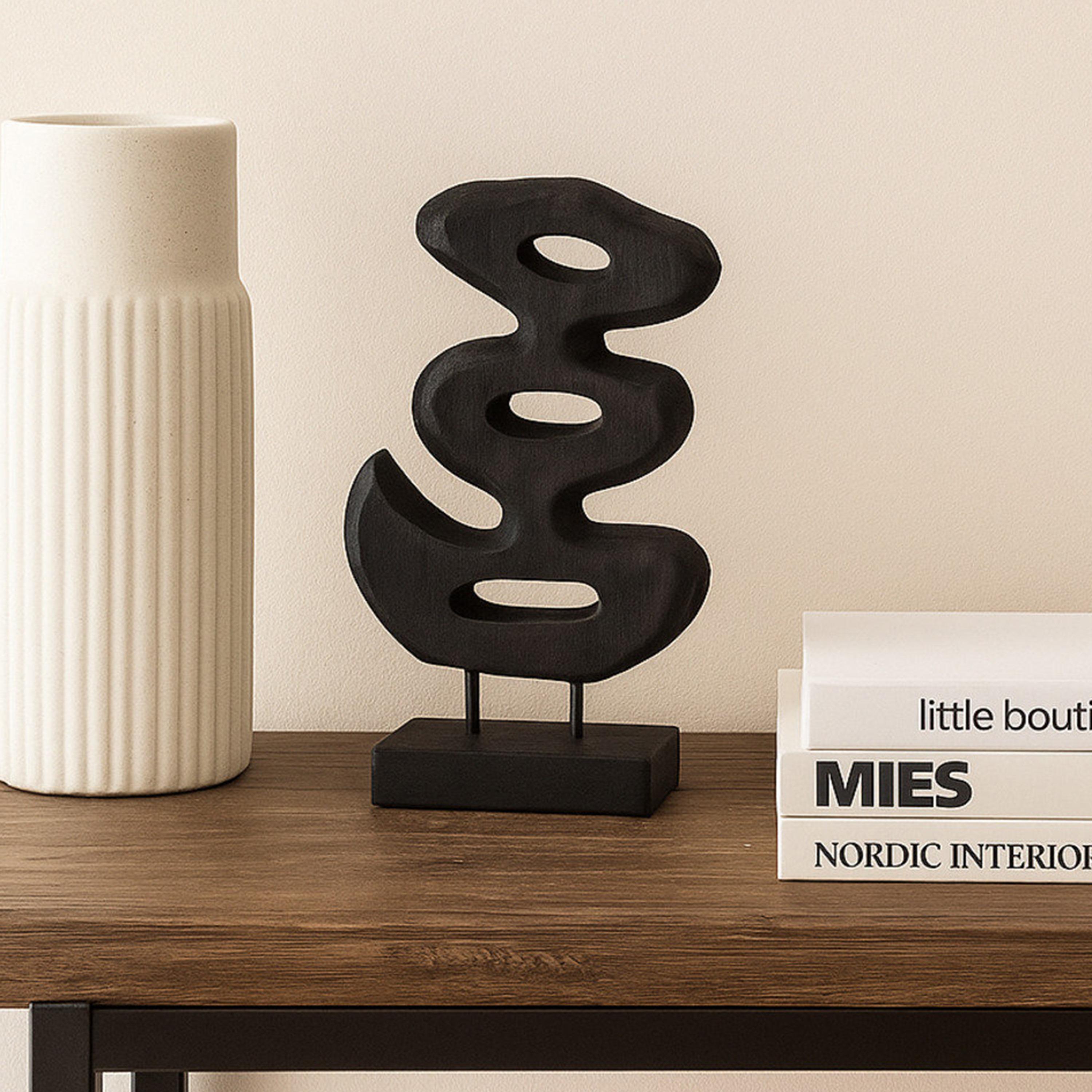 Maria Homes Modern Black Wooden Abstract Sculpture-household-decor-decorativeobjectsandsculptures-image-2