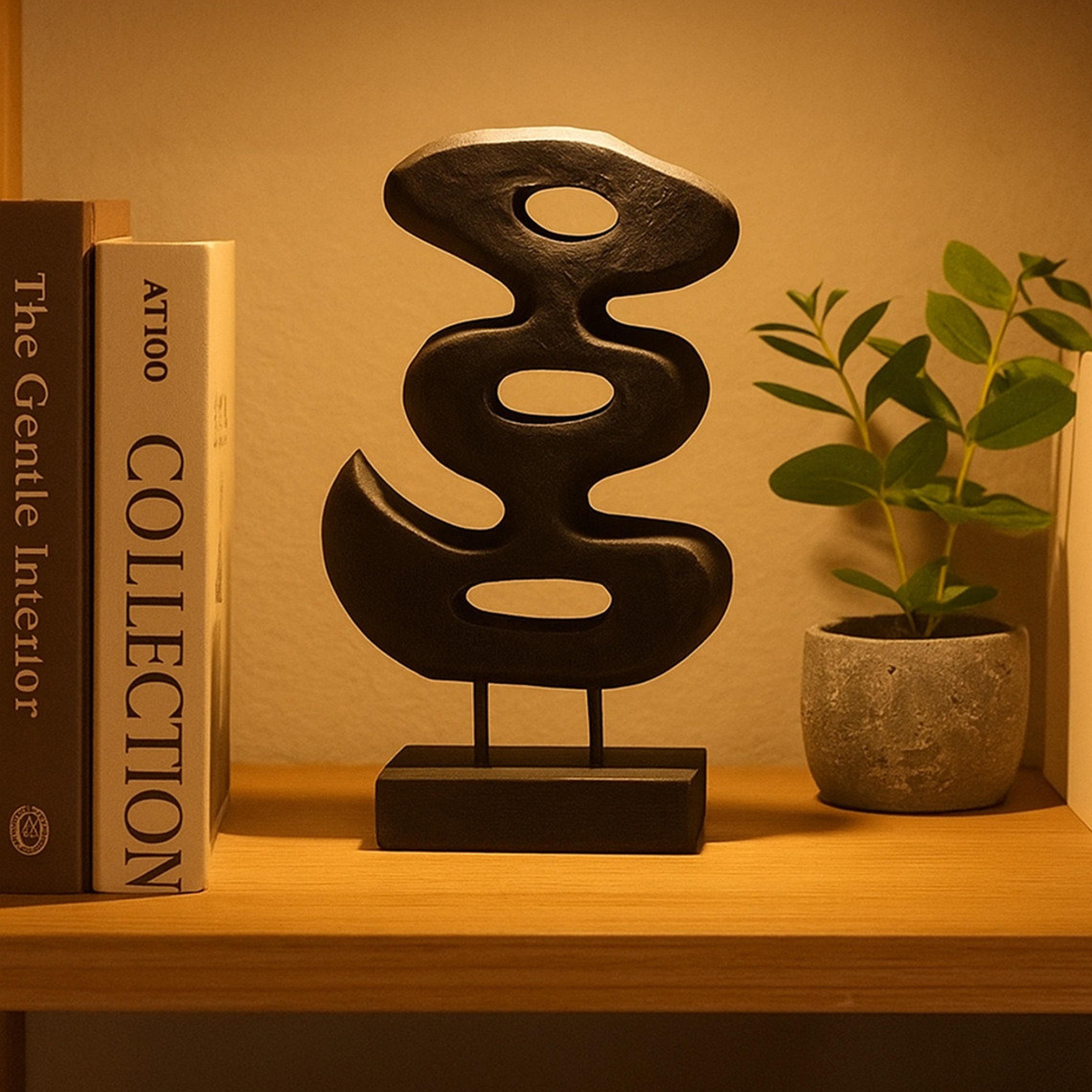 Maria Homes Modern Black Wooden Abstract Sculpture-household-decor-decorativeobjectsandsculptures-image-4