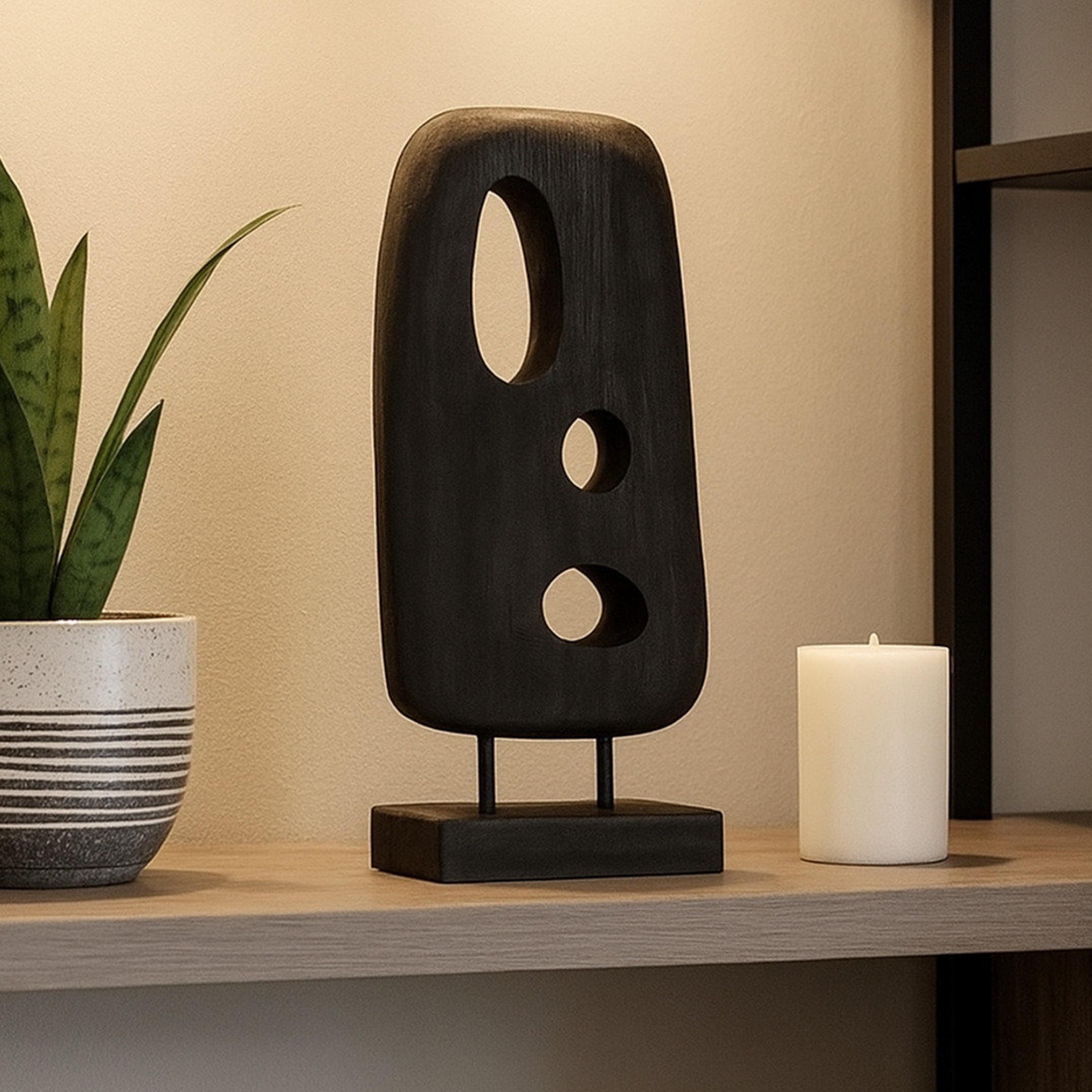 Maria Homes Modern Black Wooden Abstract Cut-Out Sculpture-household-decor-decorativeobjectsandsculptures-image-2