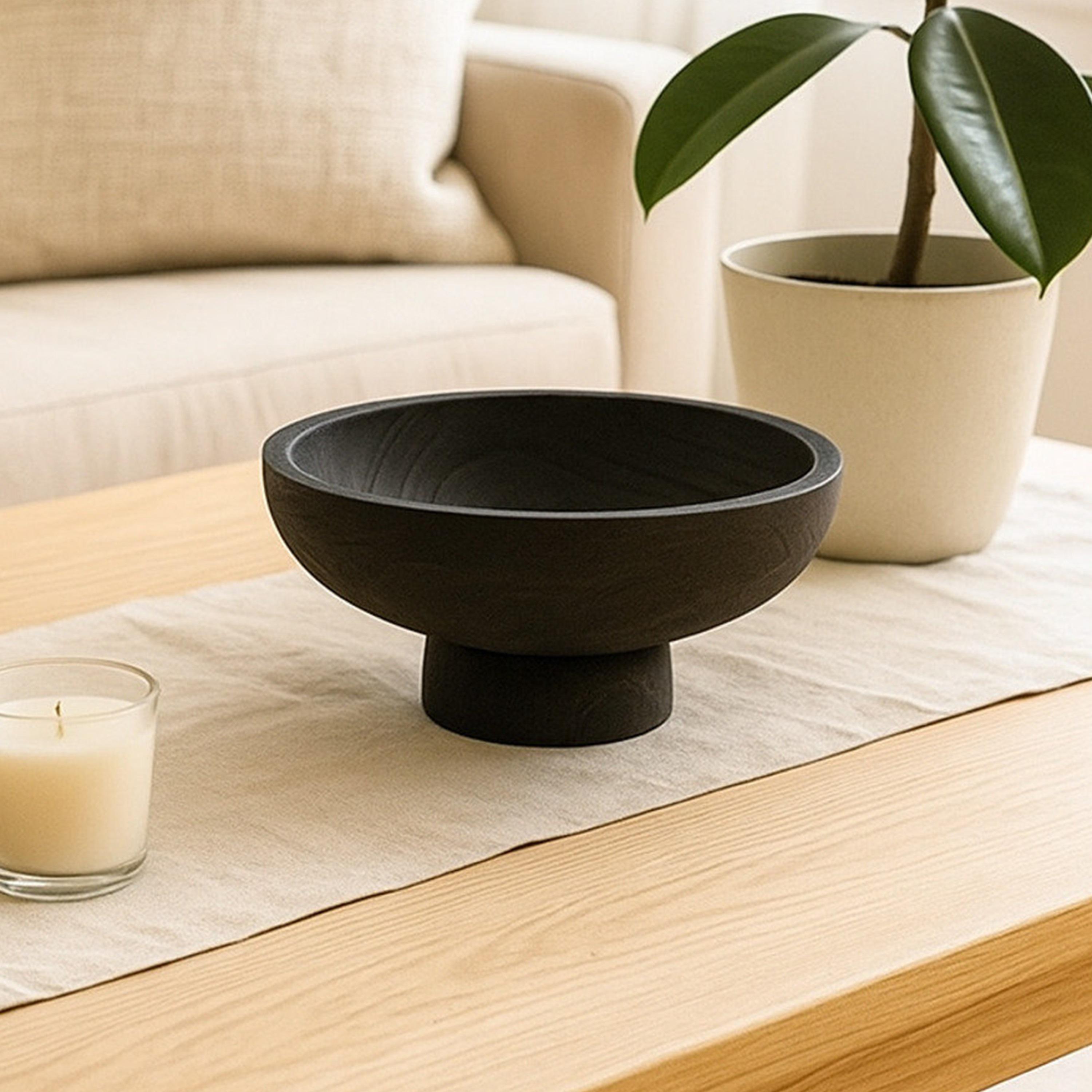 وعاء ديكور خشبي أسود عصري من ماريا هومز-household-decor-vasesandbowls-image-1
