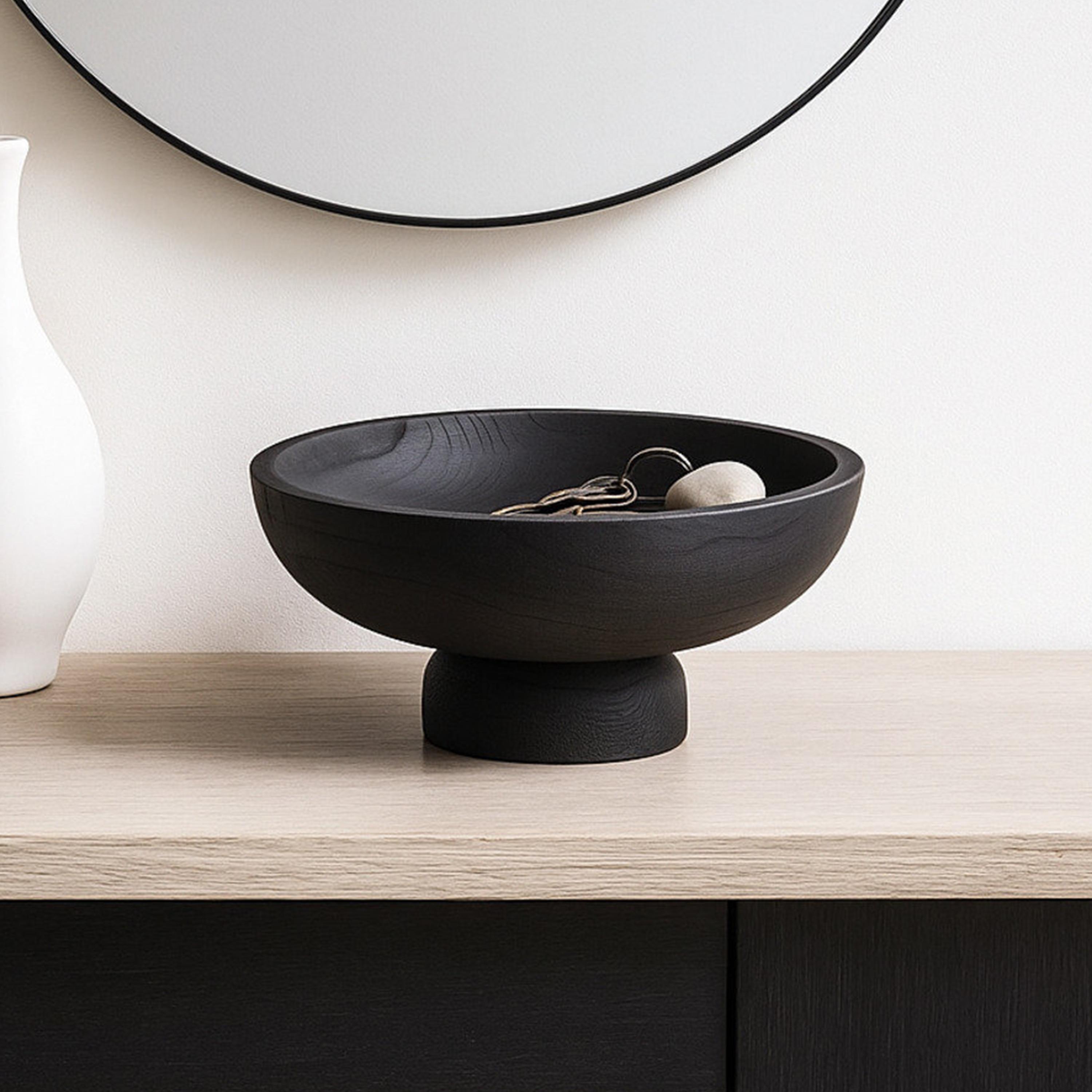 وعاء ديكور خشبي أسود عصري من ماريا هومز-household-decor-vasesandbowls-image-3