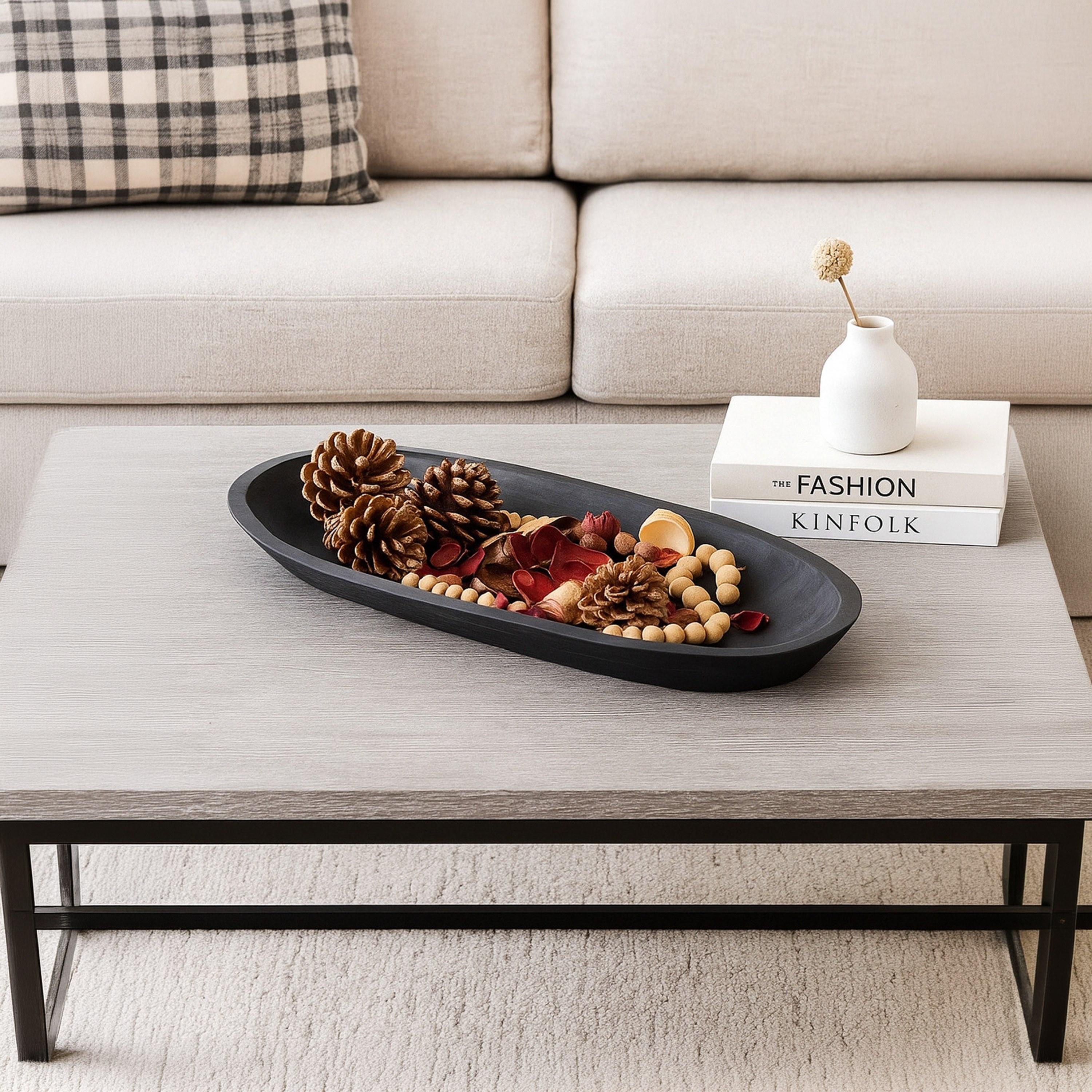 صينية تقديم ديكور خشبية مستطيلة الشكل سوداء عصرية من ماريا هومز-household-decor-boxesandtrays-image-1