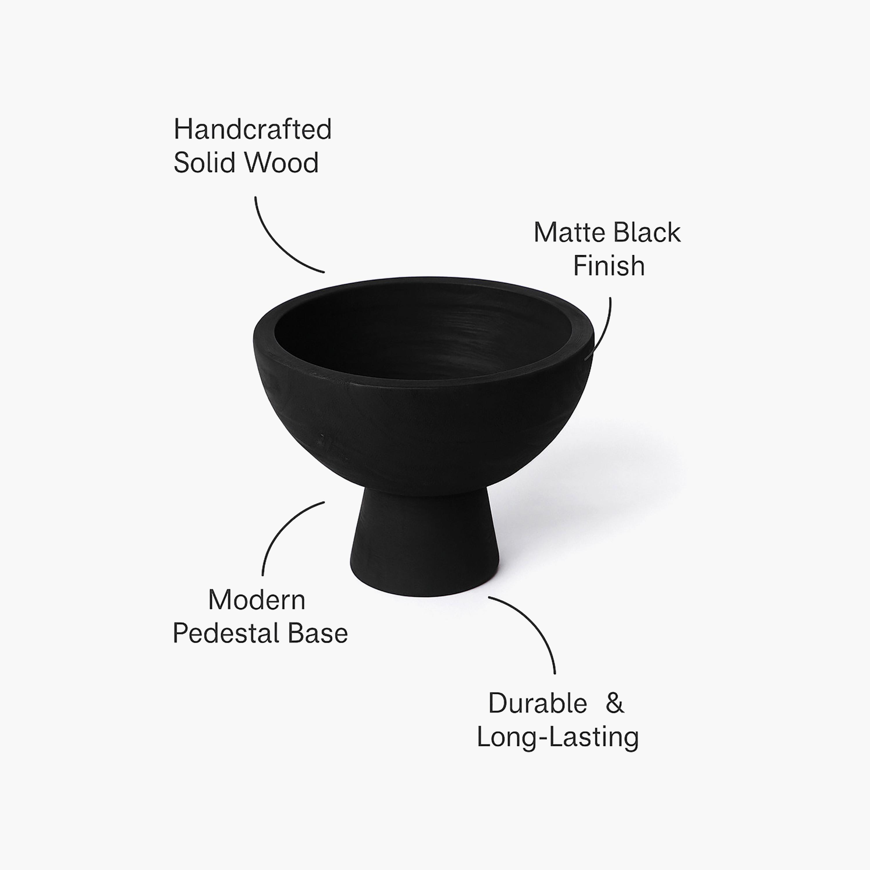 وعاء بقاعدة خشبية بتصميم عصري أسود من ماريا هومز-household-decor-vasesandbowls-image-5