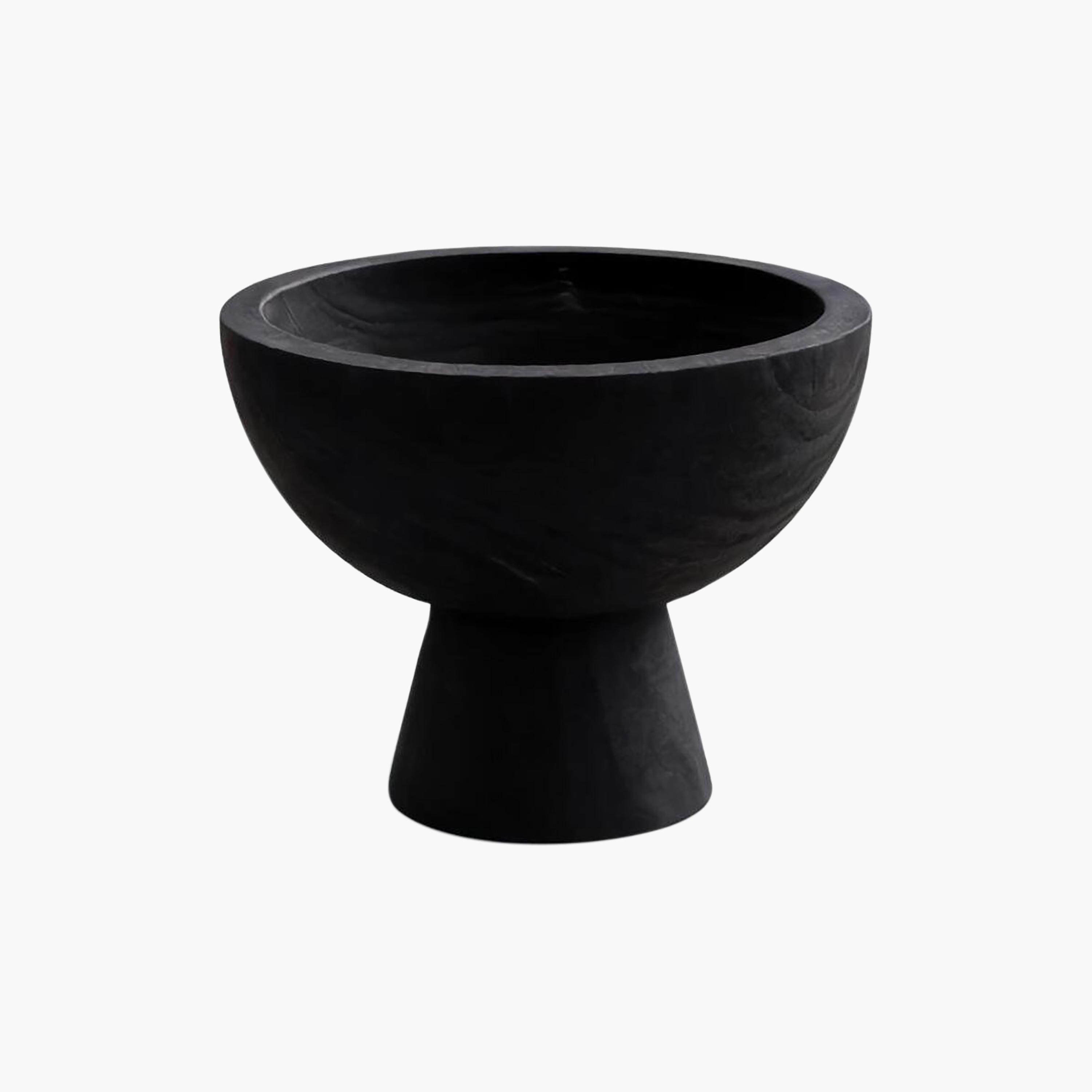 وعاء بقاعدة خشبية بتصميم عصري أسود من ماريا هومز-household-decor-vasesandbowls-image-6