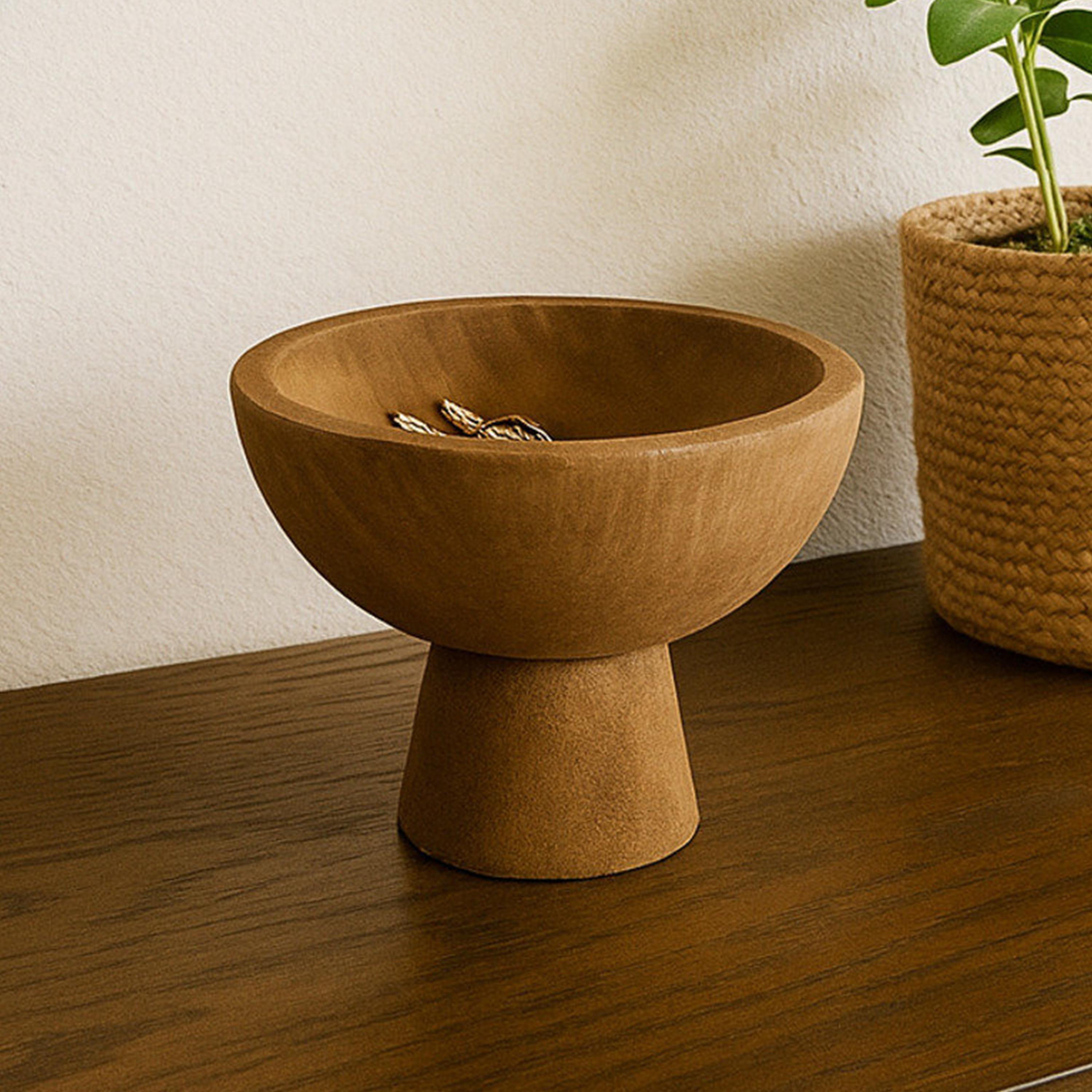 وعاء بقاعدة خشبية بتصميم عصري أسود من ماريا هومز-household-decor-vasesandbowls-image-1