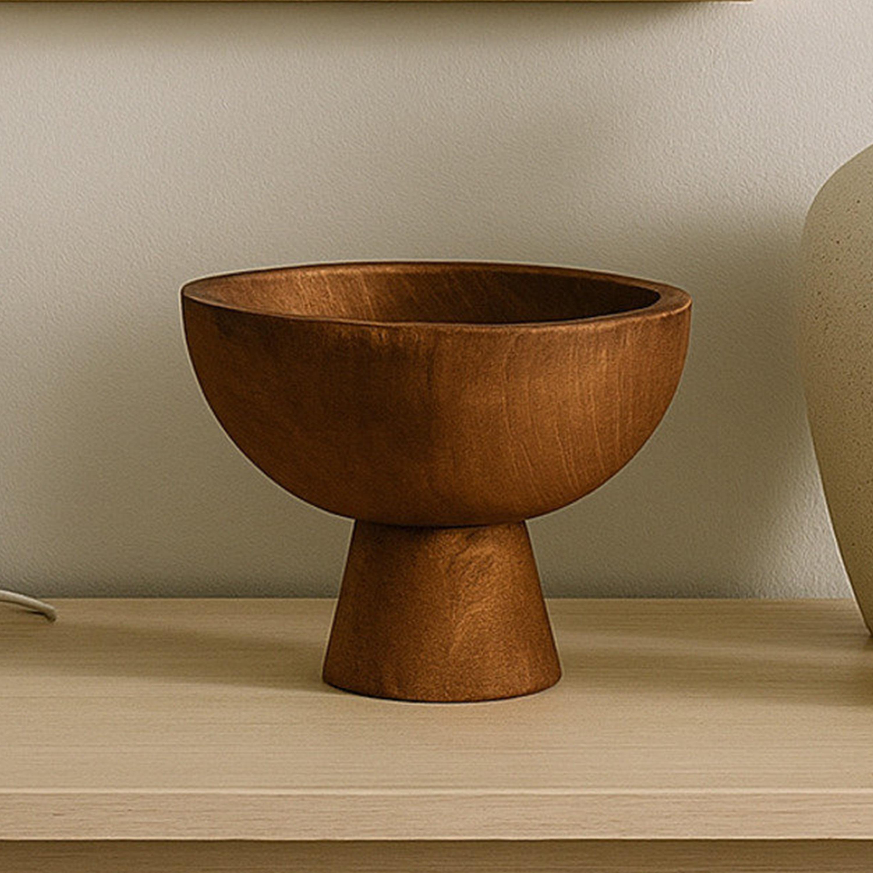 وعاء بقاعدة خشبية بتصميم عصري أسود من ماريا هومز-household-decor-vasesandbowls-image-3
