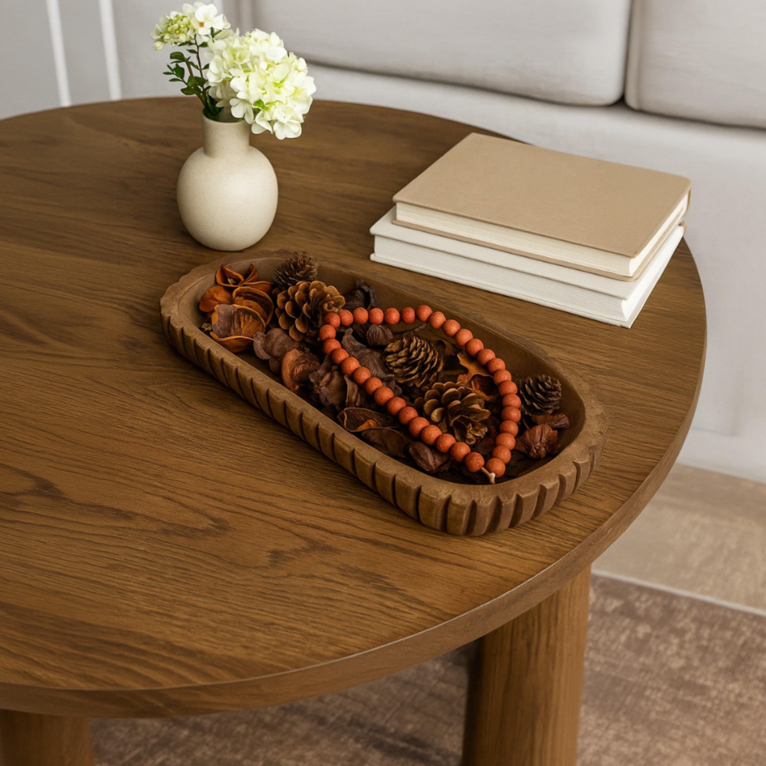 صينية تقديم ديكور بيضاوية خشبية سوداء عصرية من ماريا هومز-household-decor-boxesandtrays-image-2