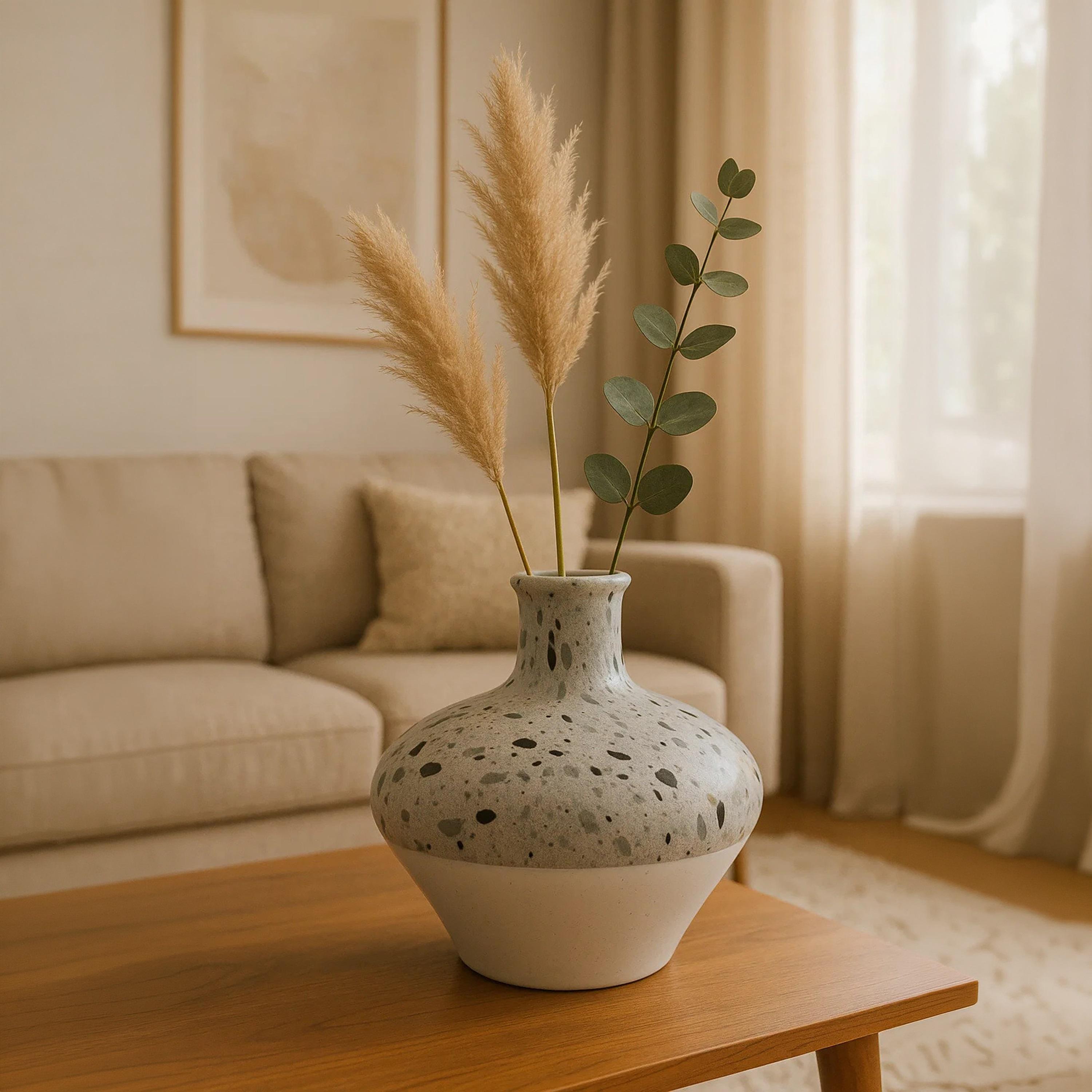 مزهرية سيراميك بنقشة تيرازو متعددة الألوان من ماريا هومز-household-decor-vasesandbowls-image-1