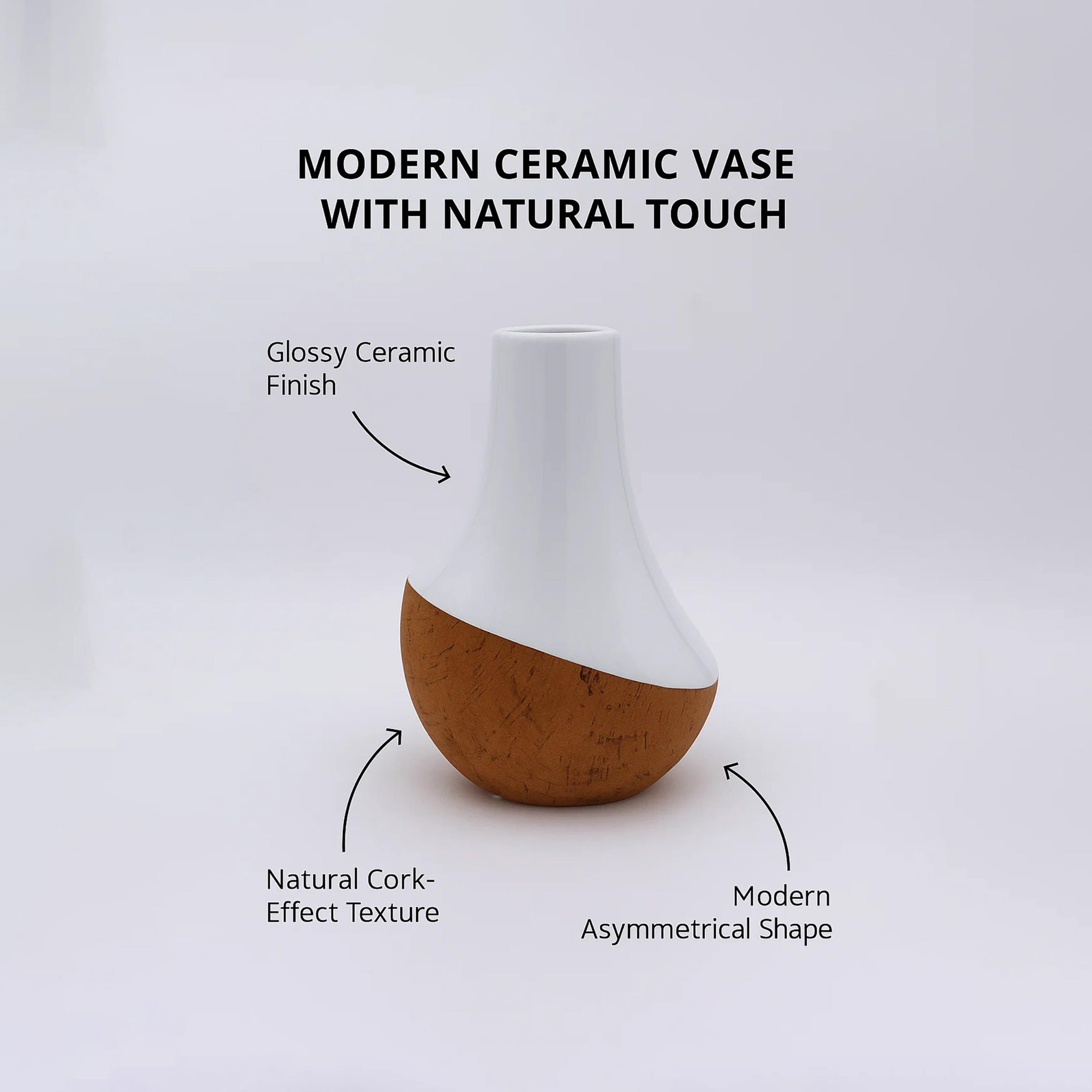 Maria Homes Multicolour Ceramic Cork-Effect Vase-household-decor-vasesandbowls-image-3