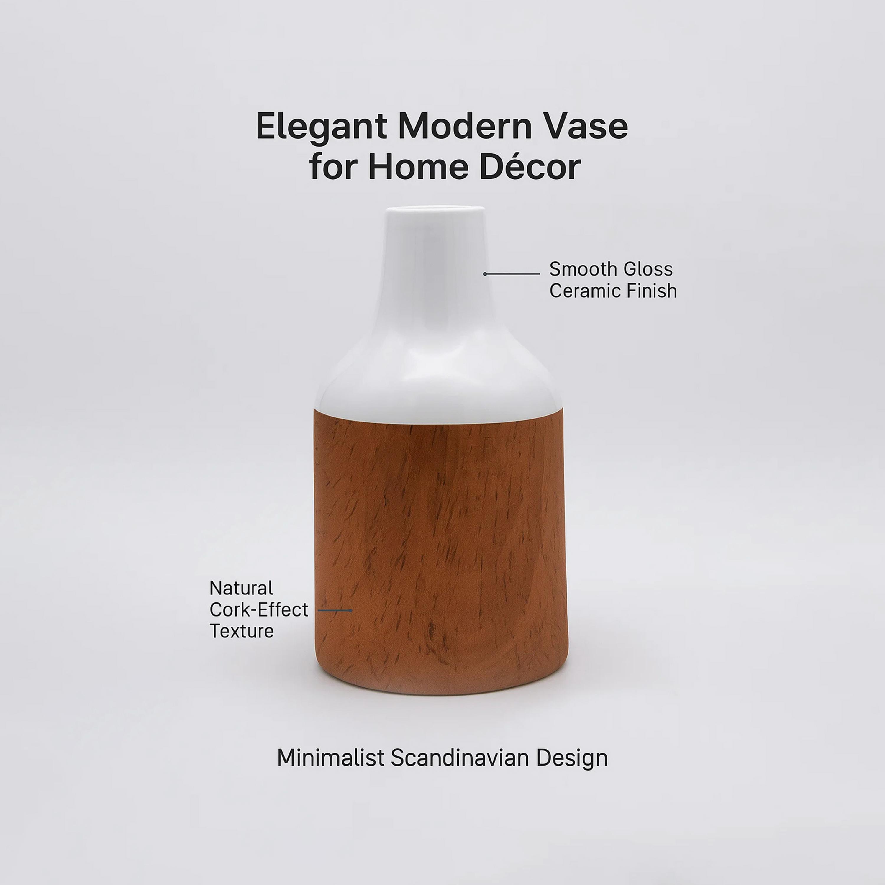 Maria Homes Multicolour Ceramic Cork-Effect Vase-household-decor-vasesandbowls-image-3