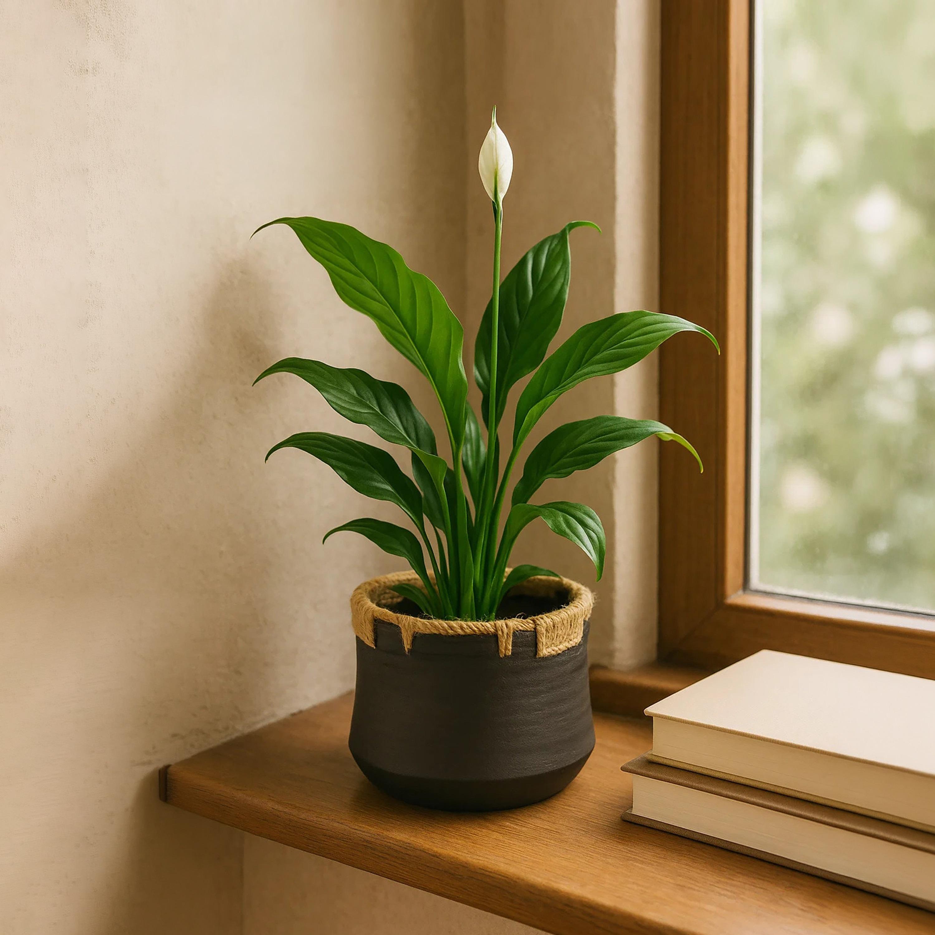 أصيص نباتات سيراميك أسود بتفاصيل حبال من ماريا هومز-household-gardenandoutdoor-potsandplanters-image-1