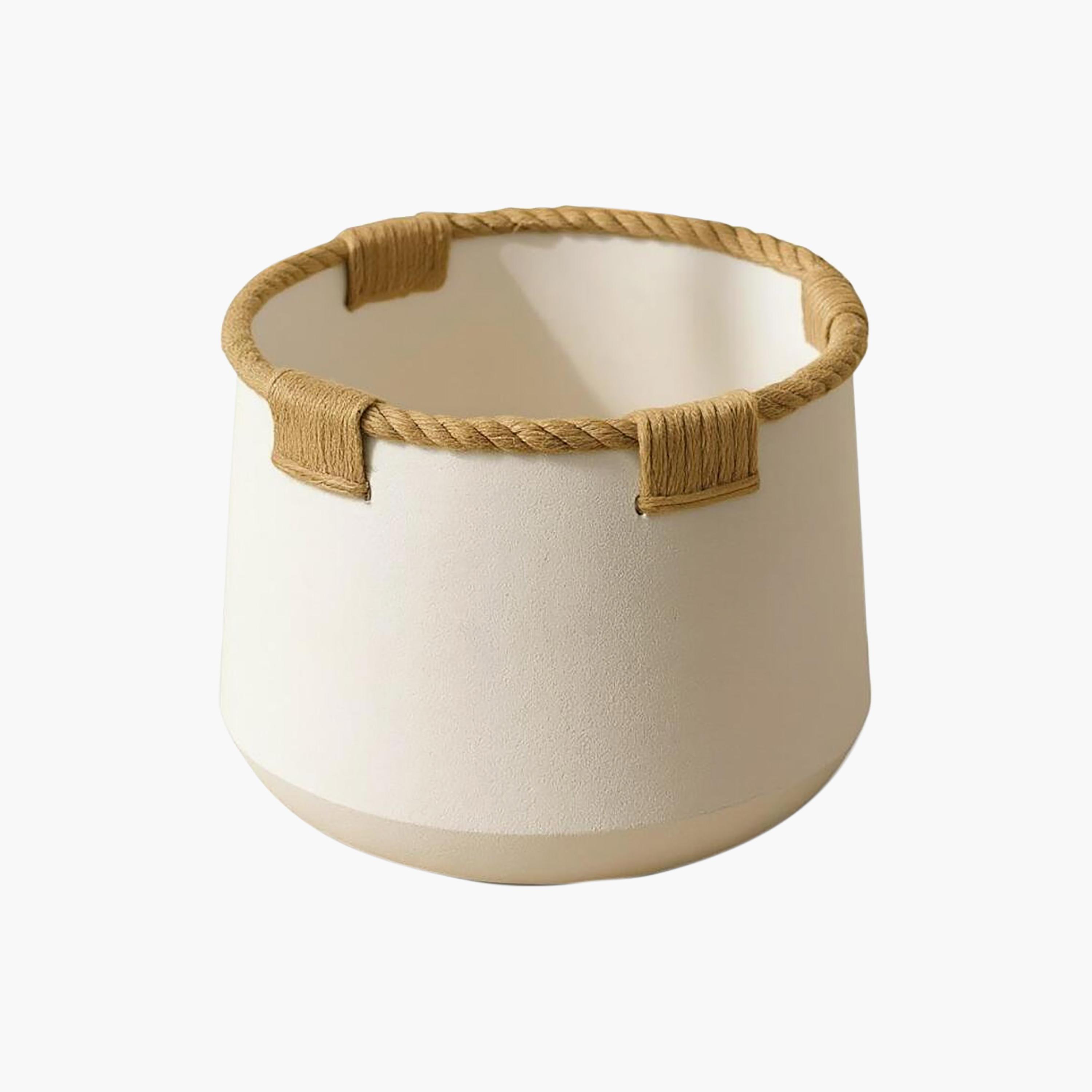 Maria Homes White Ceramic Rope Detail Planter-household-gardenandoutdoor-potsandplanters-image-5