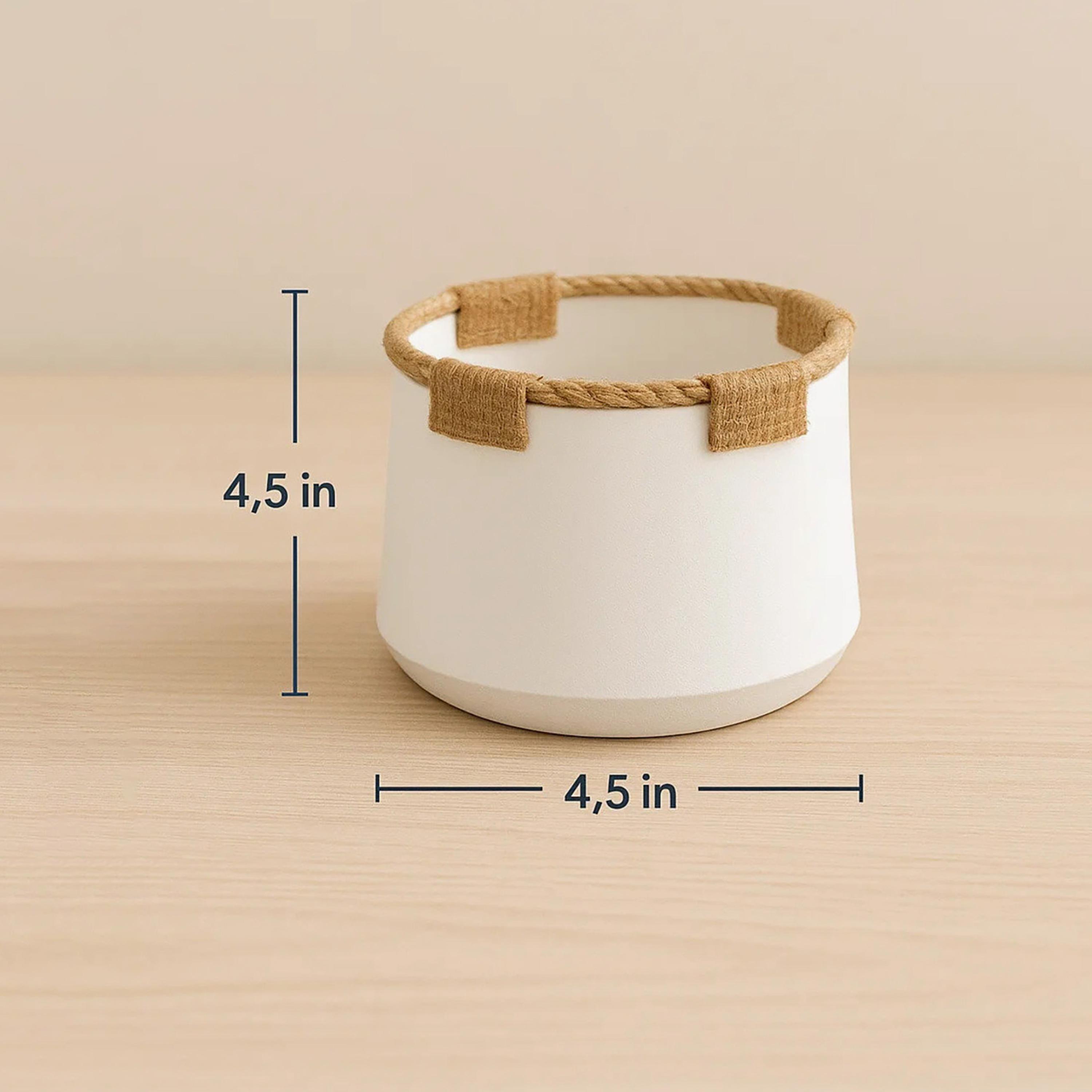 Maria Homes White Ceramic Rope Detail Planter-household-gardenandoutdoor-potsandplanters-image-6
