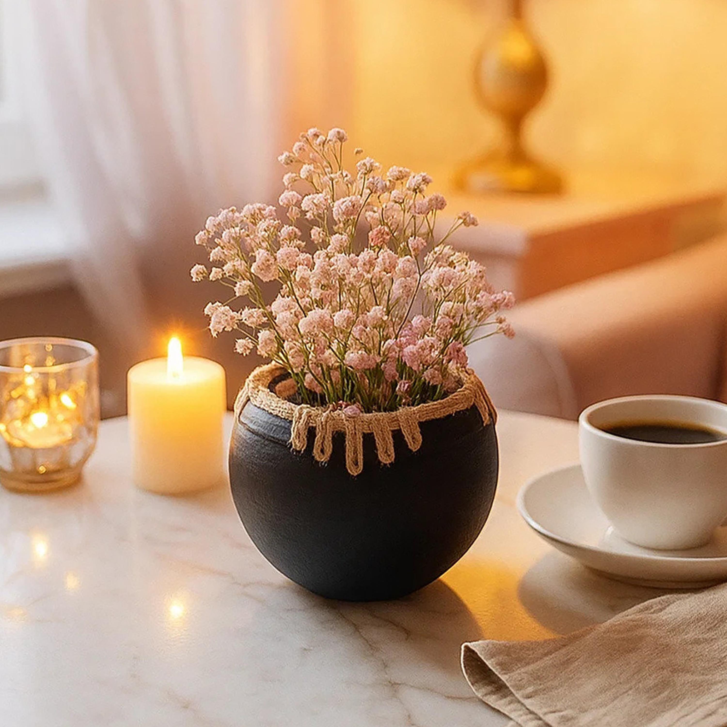 Maria Homes Multicolour Ceramic Rope Detail Planter-household-gardenandoutdoor-potsandplanters-image-2