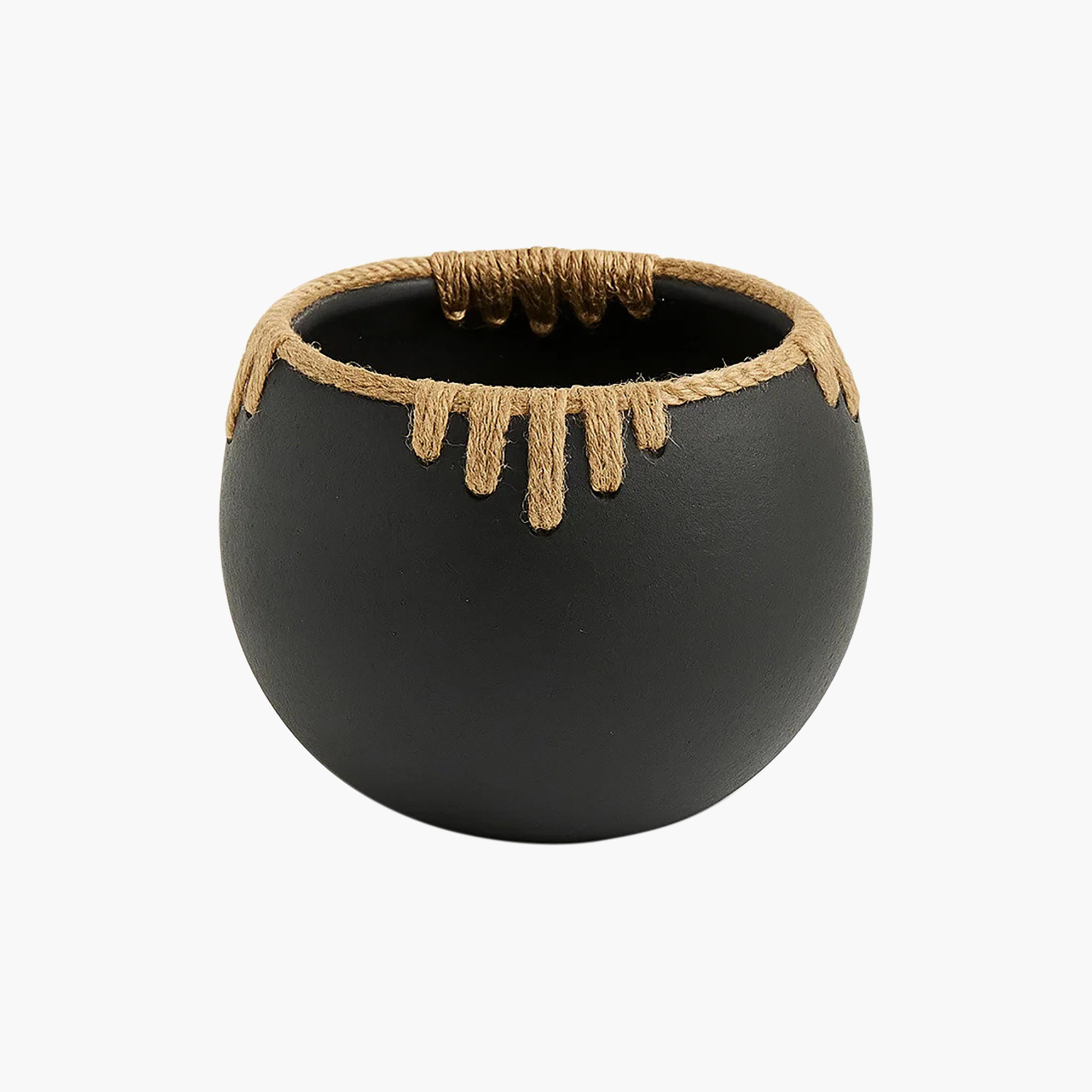 Maria Homes Multicolour Ceramic Rope Detail Planter-household-gardenandoutdoor-potsandplanters-image-4
