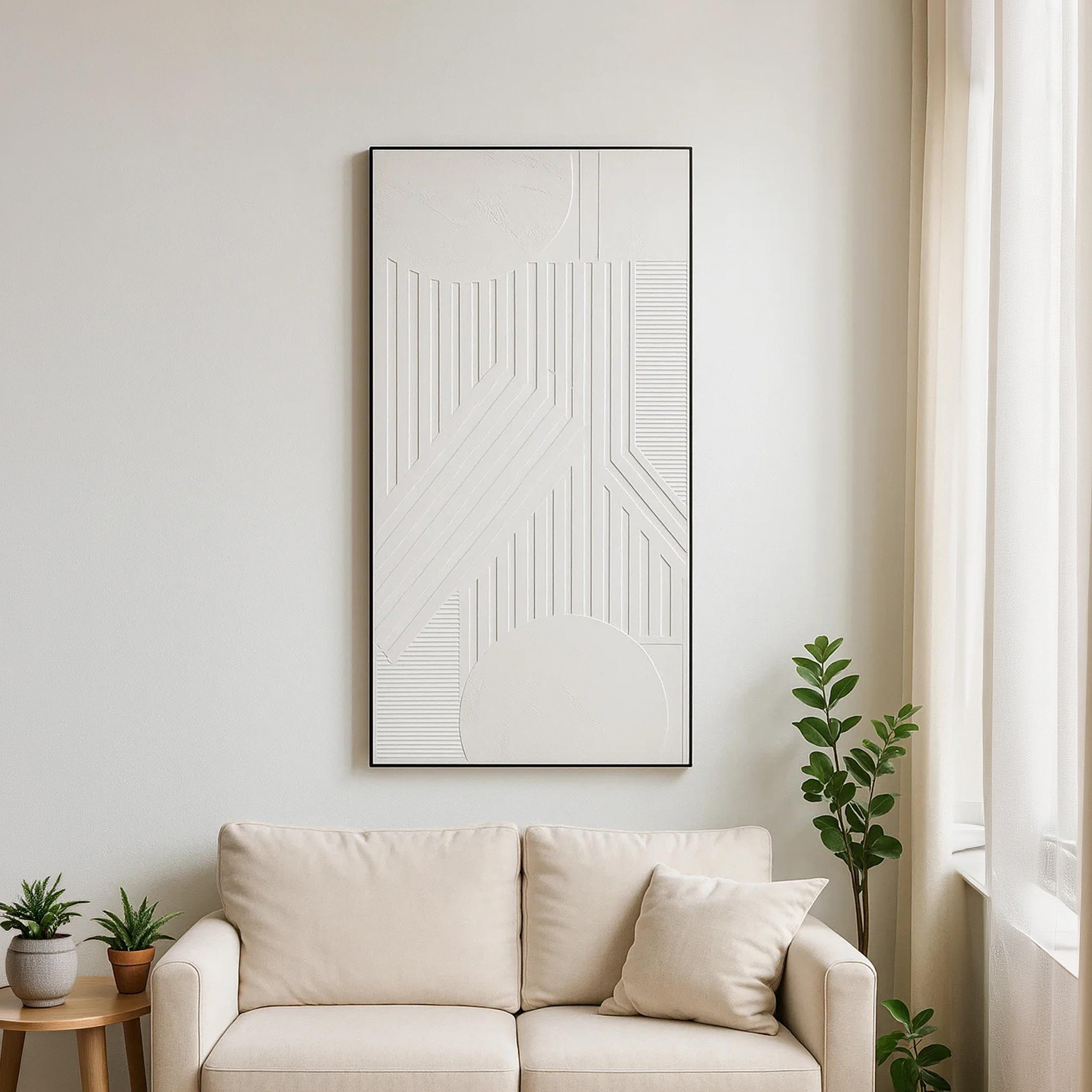 لوحة جدارية بتصميم هندسي أبيض من ماريا هومز-household-walldecorandmirrors-wallart-image-1