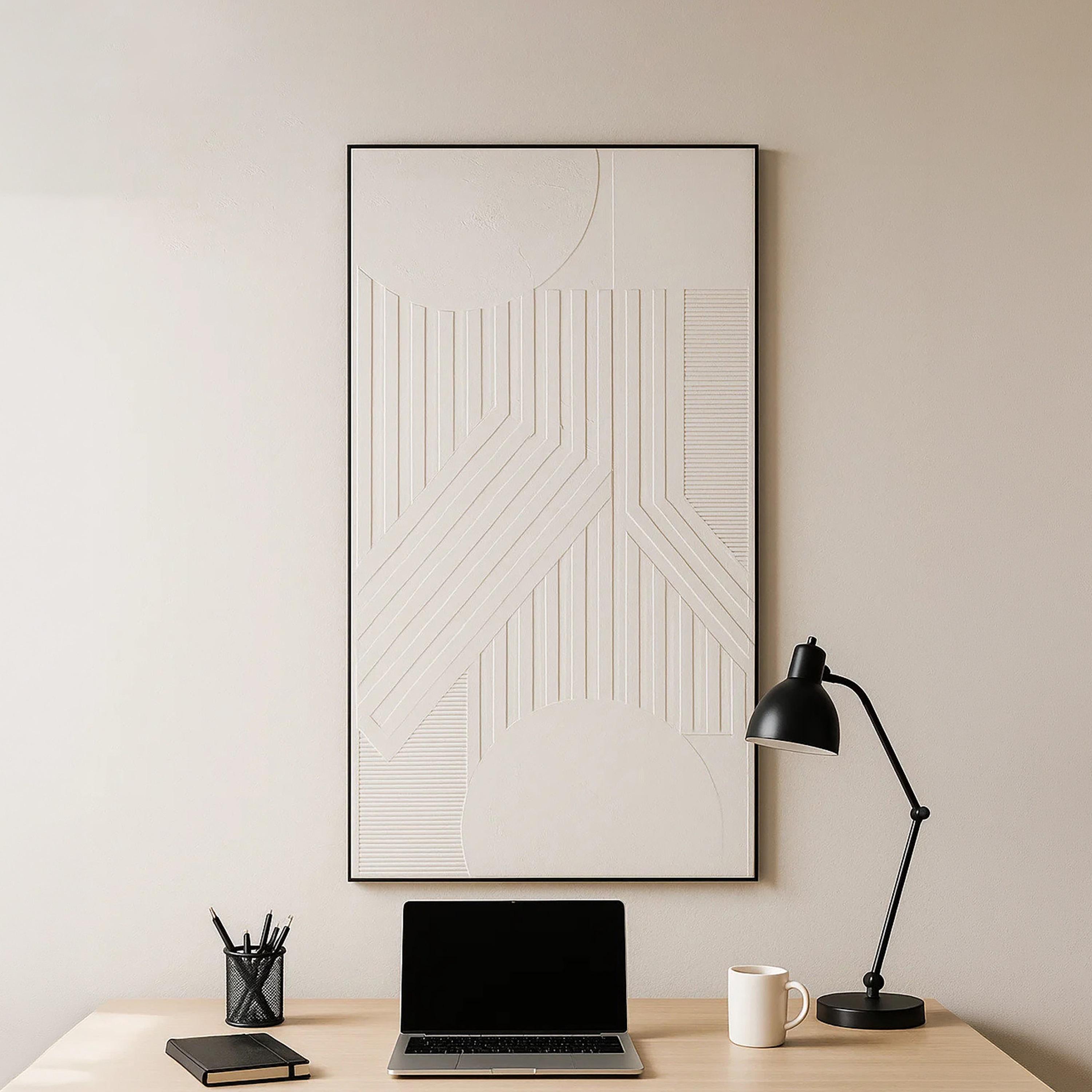 لوحة جدارية بتصميم هندسي أبيض من ماريا هومز-household-walldecorandmirrors-wallart-image-3