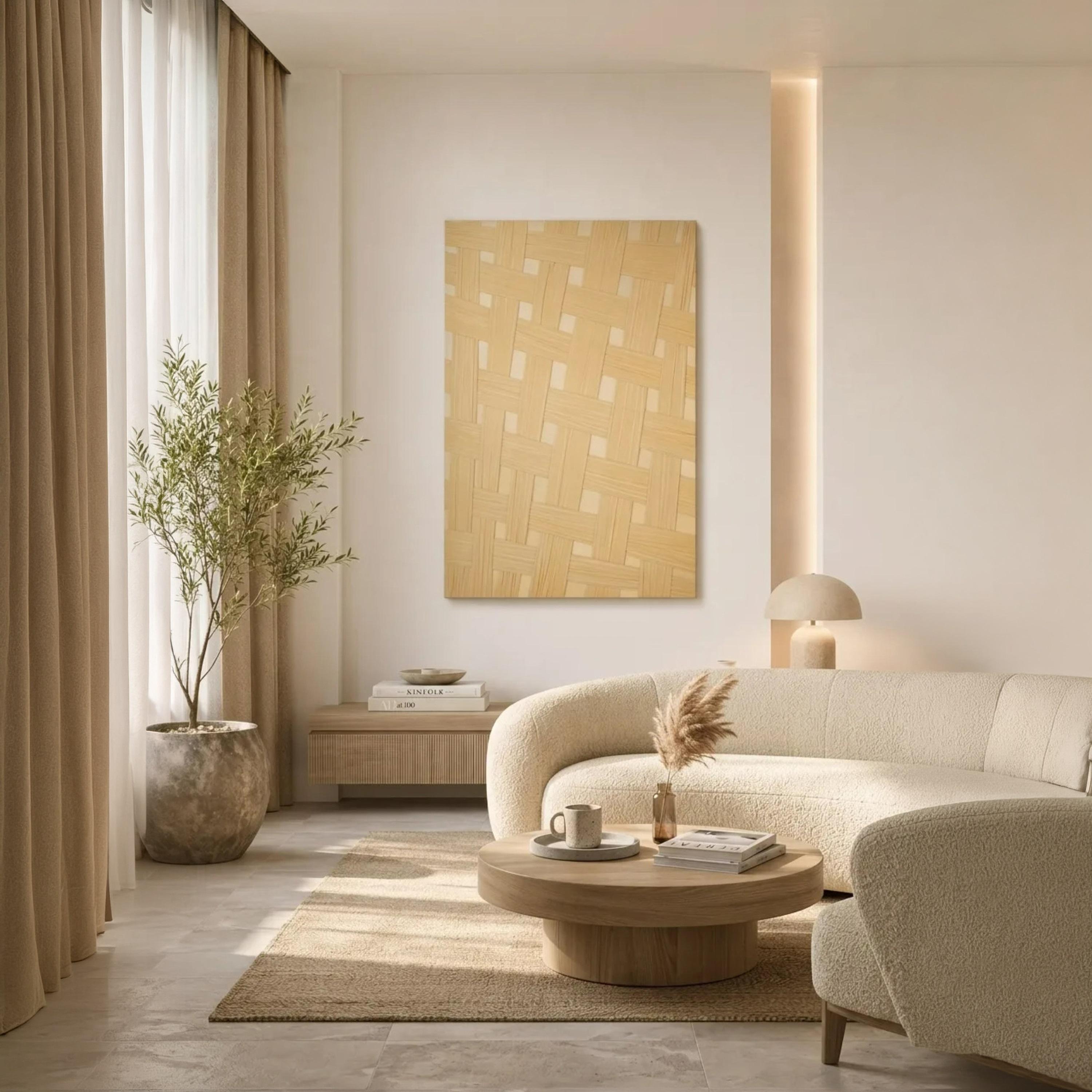لوحة جدارية بتصميم نسيج السلة باللون البيج من ماريا هومز-household-walldecorandmirrors-wallart-image-2