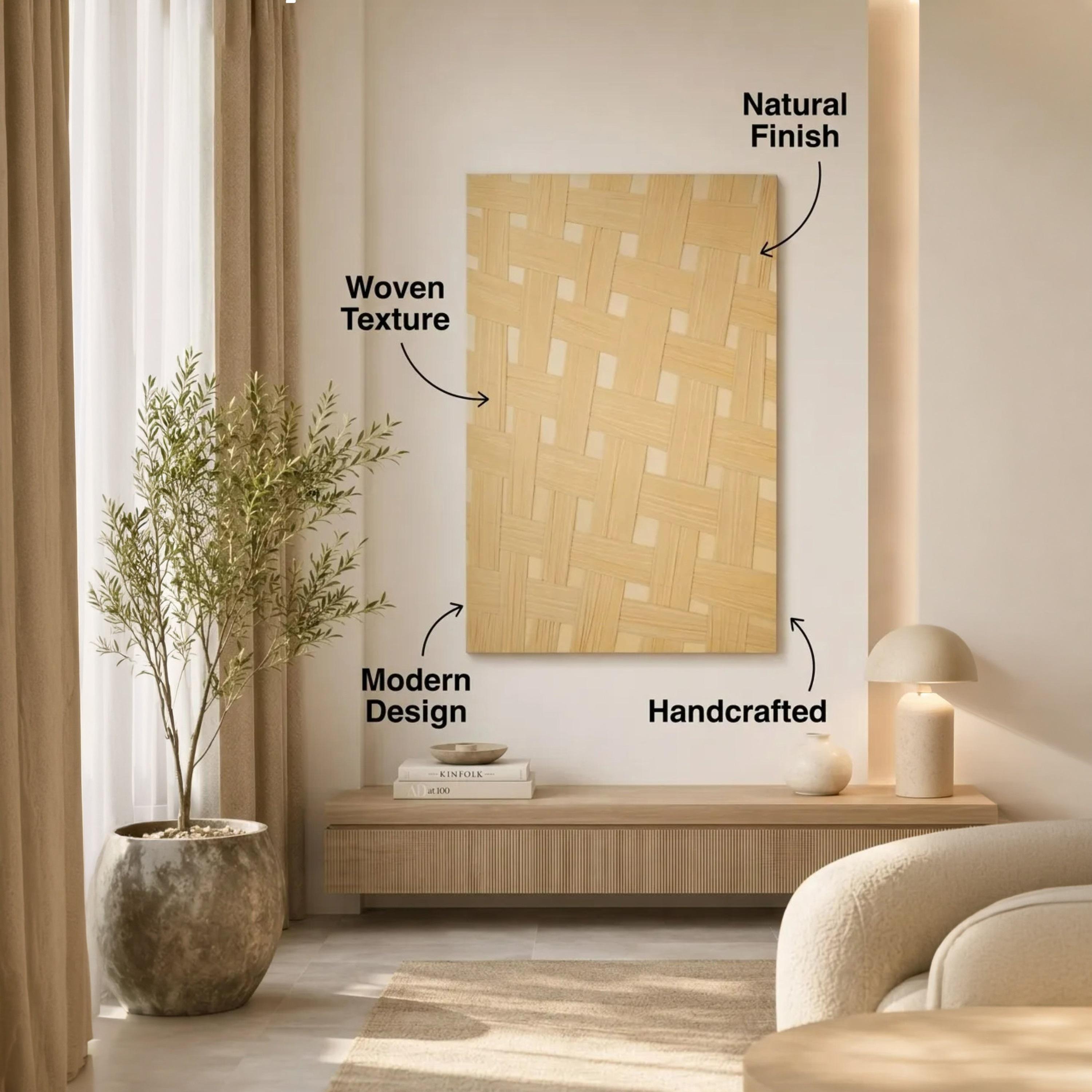 لوحة جدارية بتصميم نسيج السلة باللون البيج من ماريا هومز-household-walldecorandmirrors-wallart-image-3
