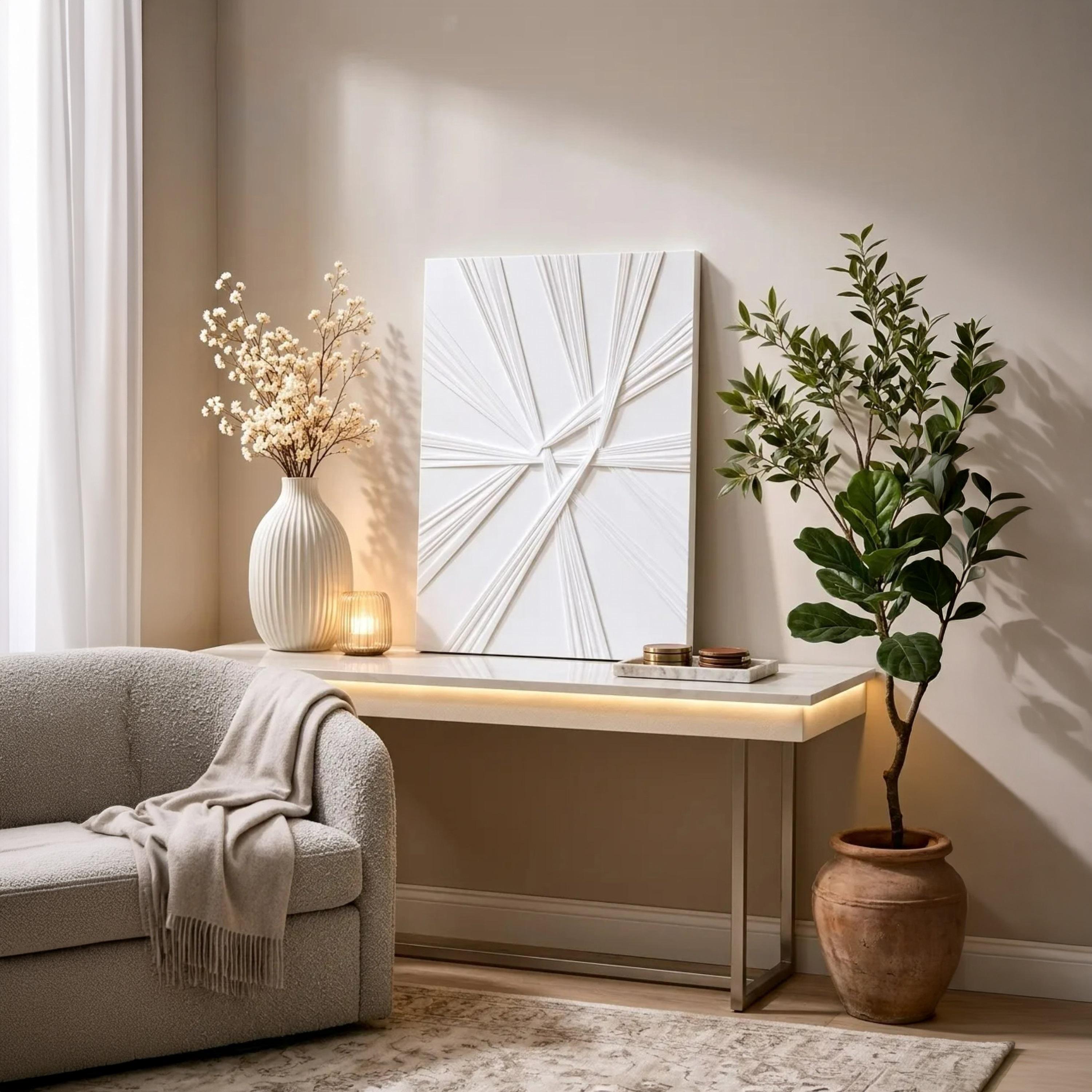 Maria Homes White Canvas Geometric Wall Art-household-walldecorandmirrors-wallart-image-2