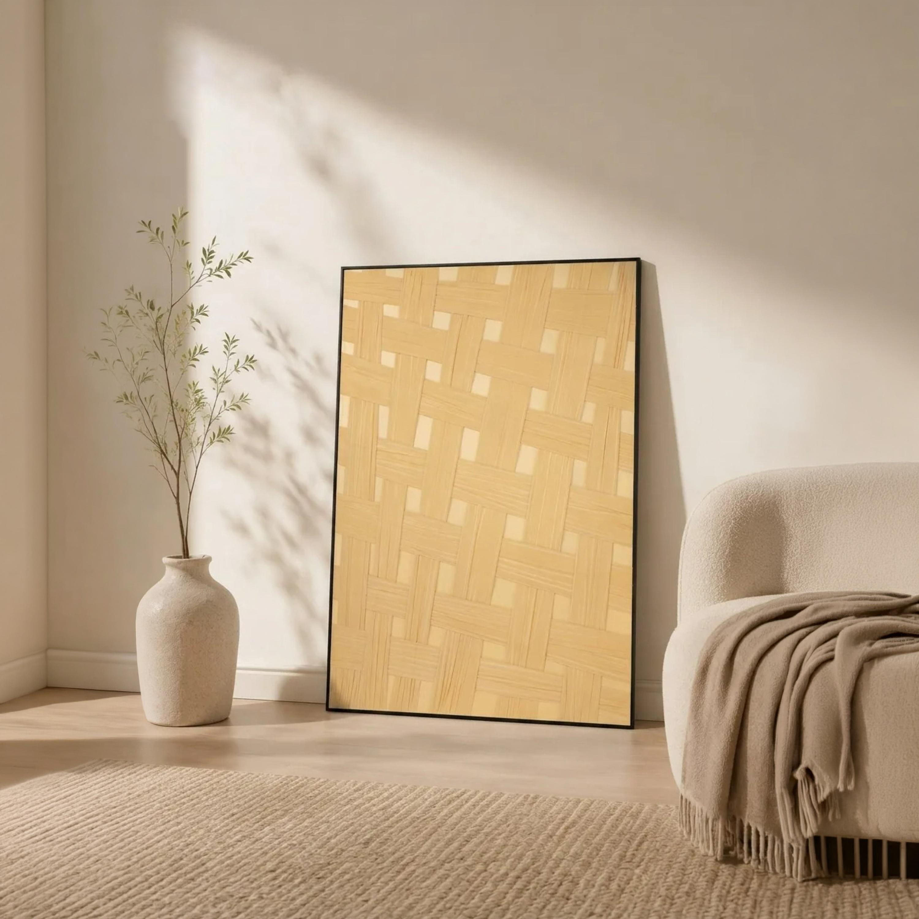 Maria Homes Brown Woven Pattern Framed Wall Art-household-walldecorandmirrors-wallart-image-1